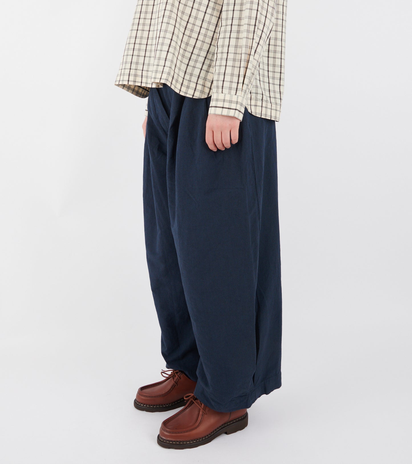 Micro Houndstooth Wide Leg Trousers Steel Blue
