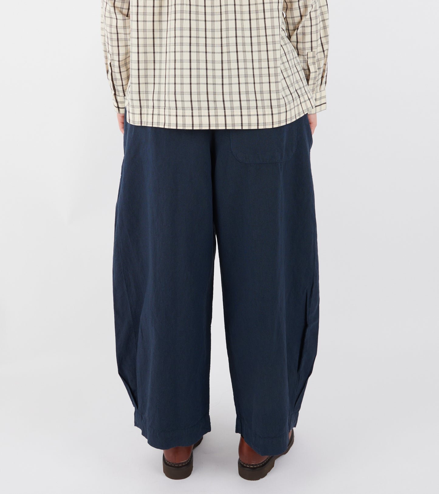 Micro Houndstooth Wide Leg Trousers Steel Blue