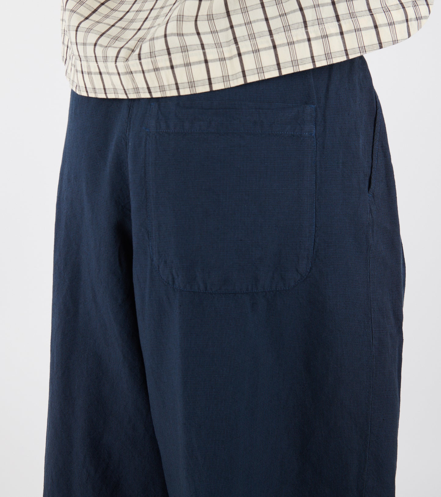 Micro Houndstooth Wide Leg Trousers Steel Blue