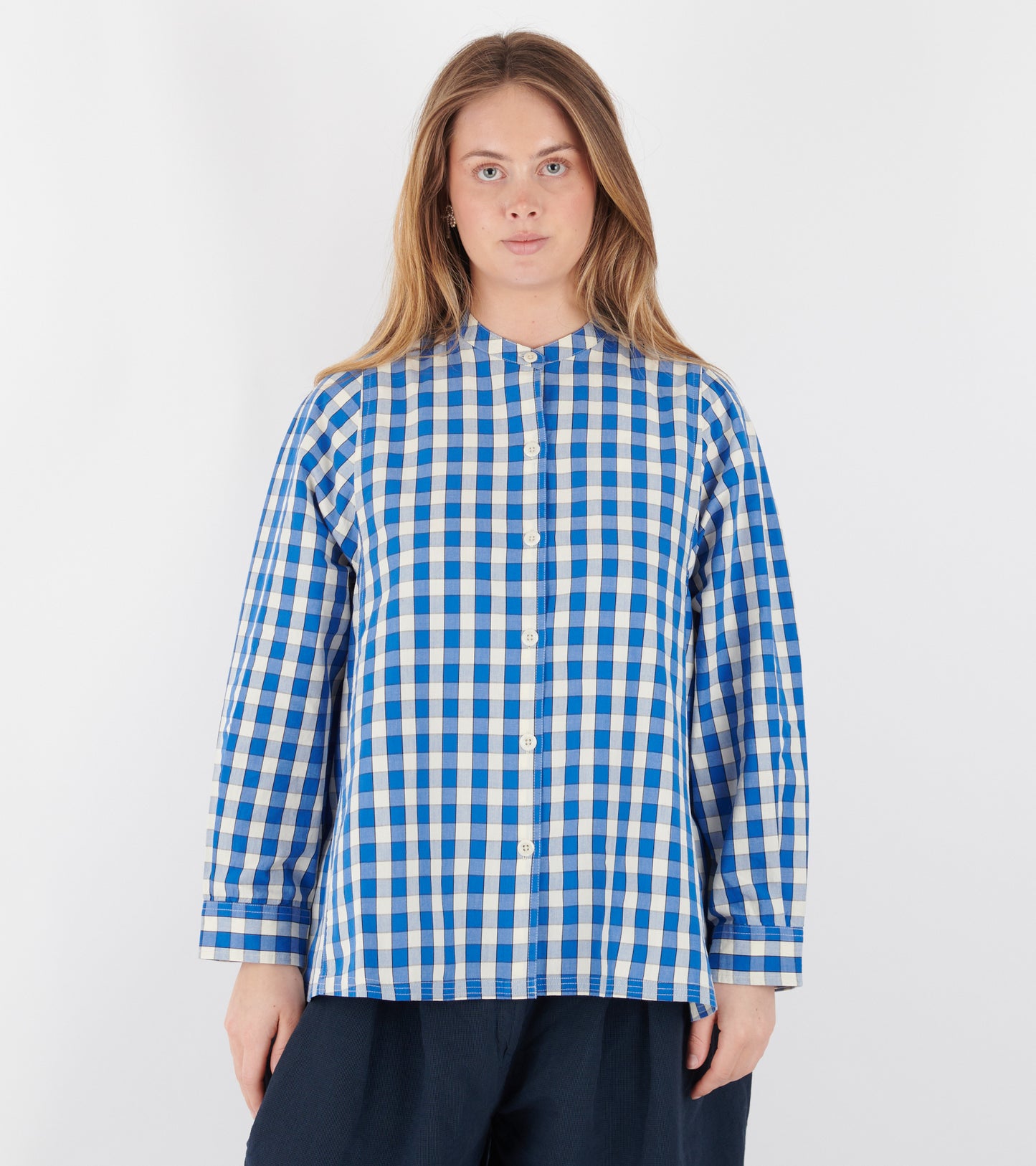 Alfresco Gingham Cotton Shirt Pacific Blue