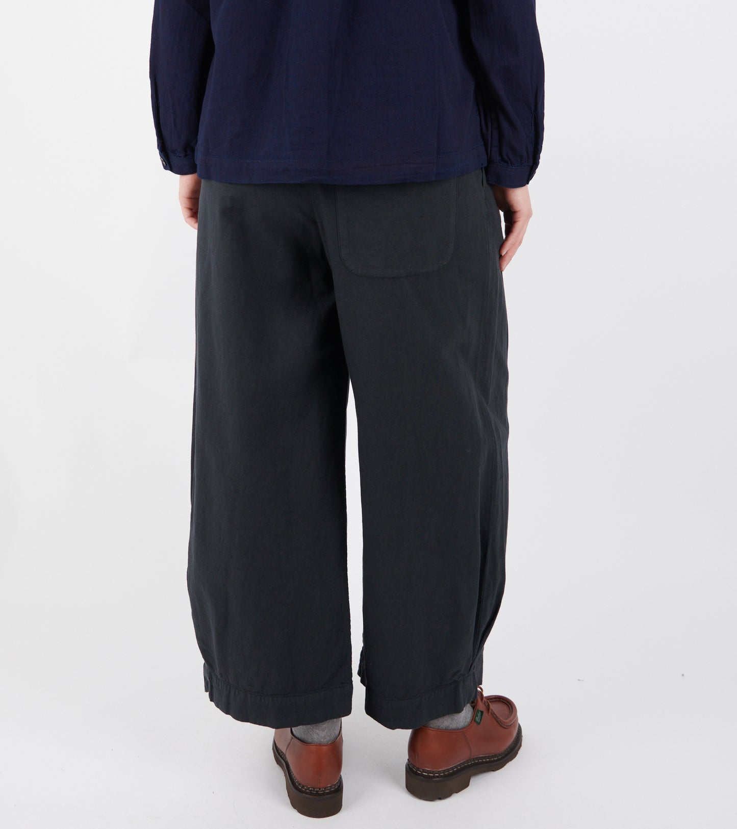 Cotton Linen Canvas Wide Leg Trousers Soft Black