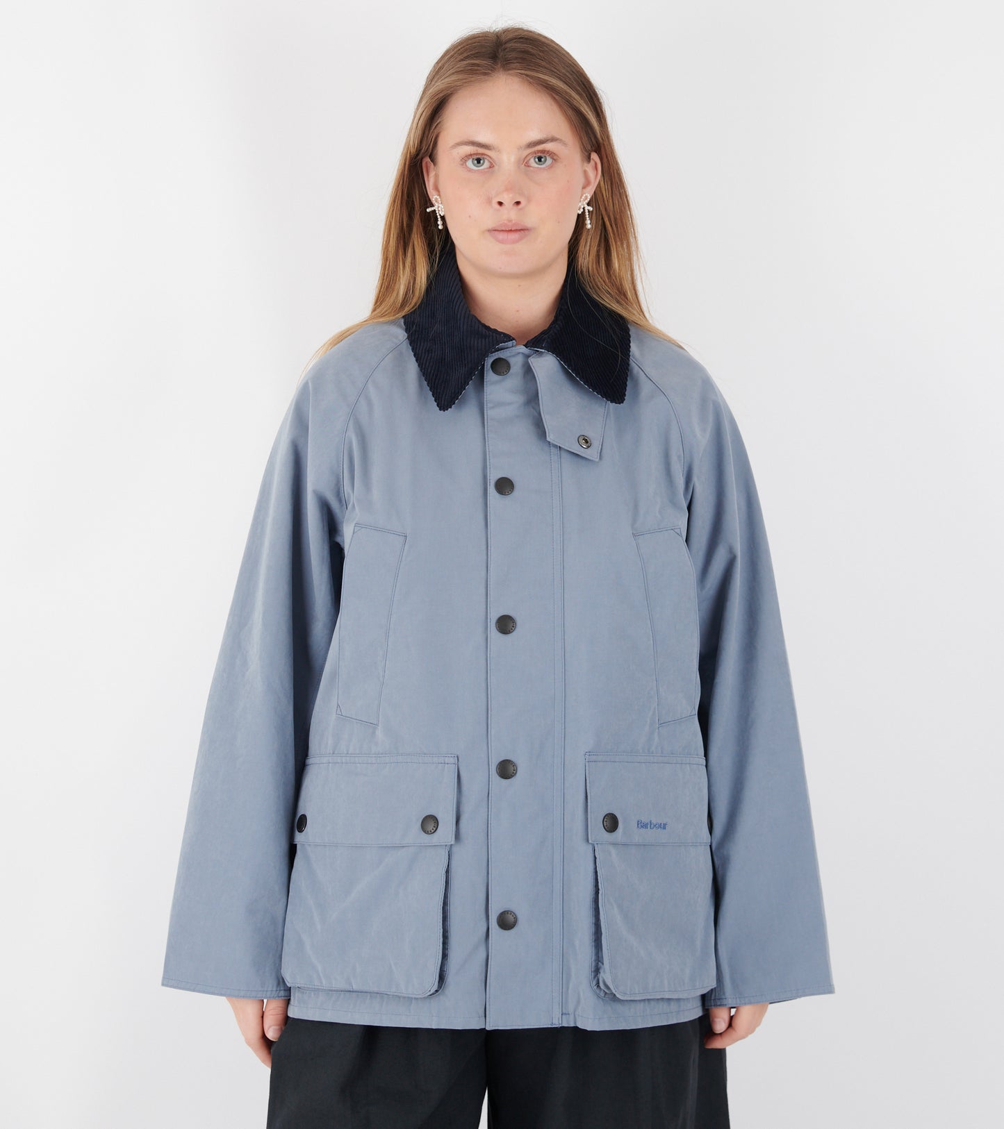 Peached Oversized Bedale Casual Jacket Washed Blue
