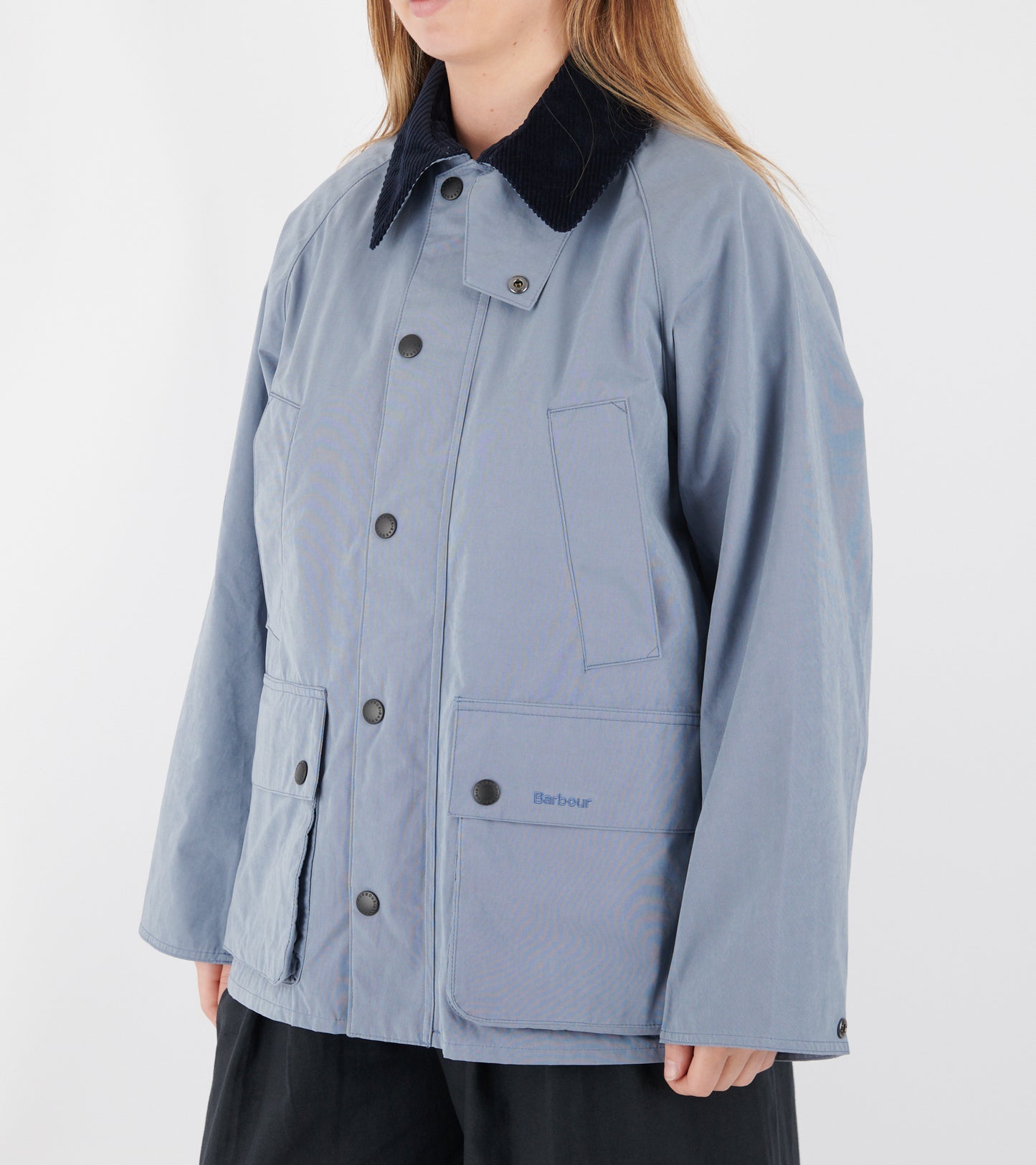 Peached Oversized Bedale Casual Jacket Washed Blue