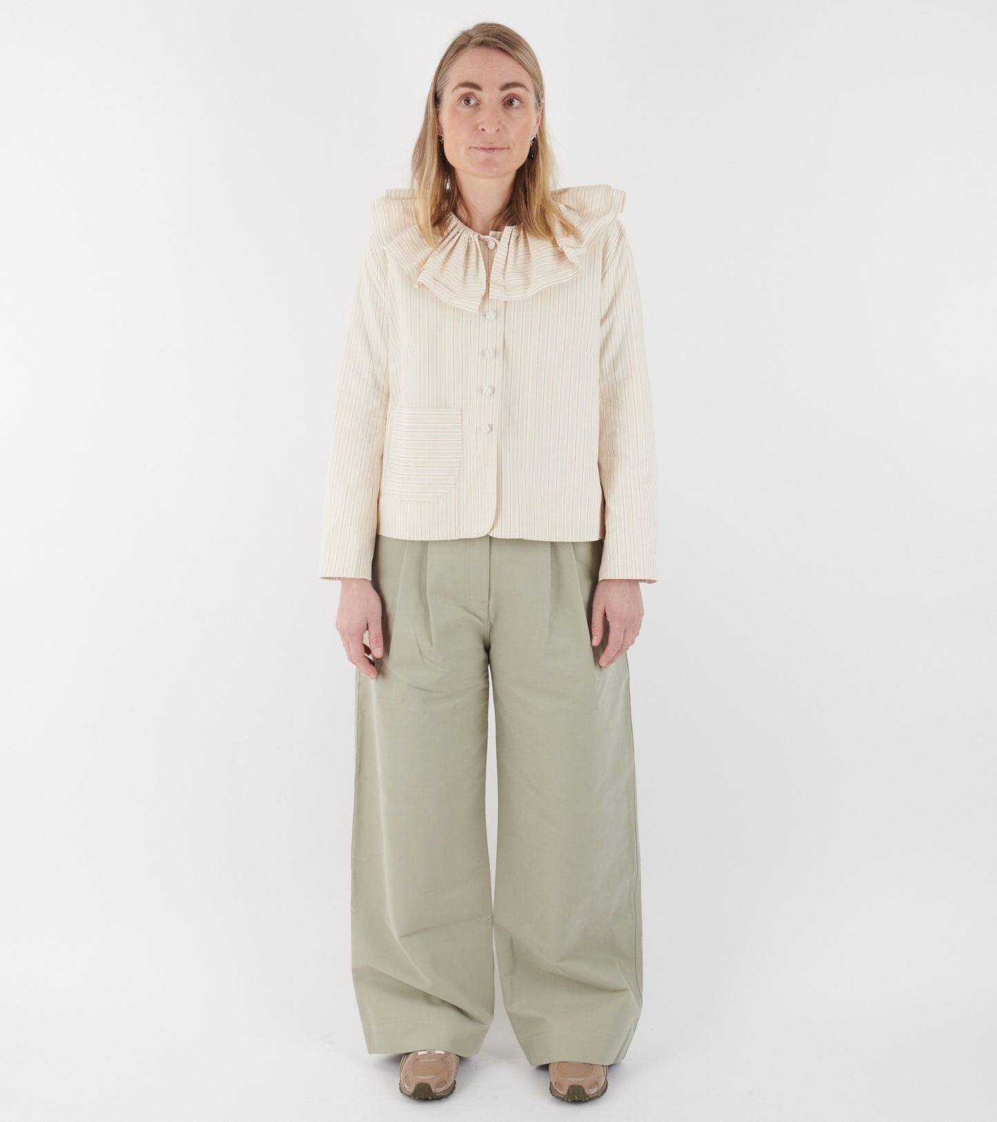 Japanese Mugwasher Stripes Cotton Rowan Jacket Apricot Stripe