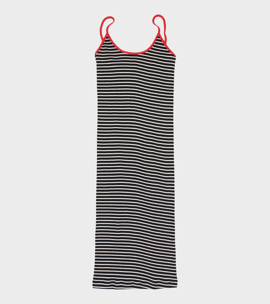 101 Strap Rib Mini Dress Black/Ecru/Red