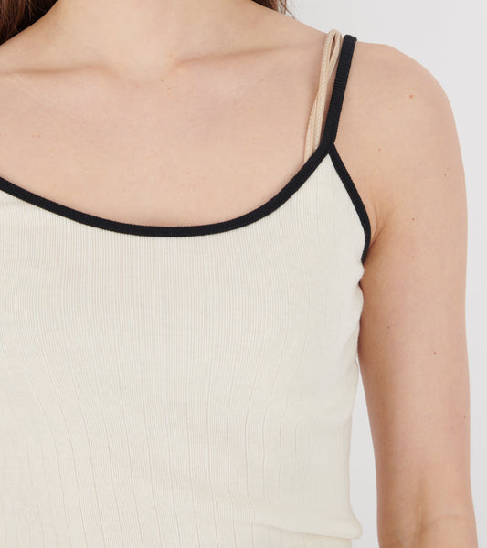 101 Strap Top Kontrast Ecru/Black