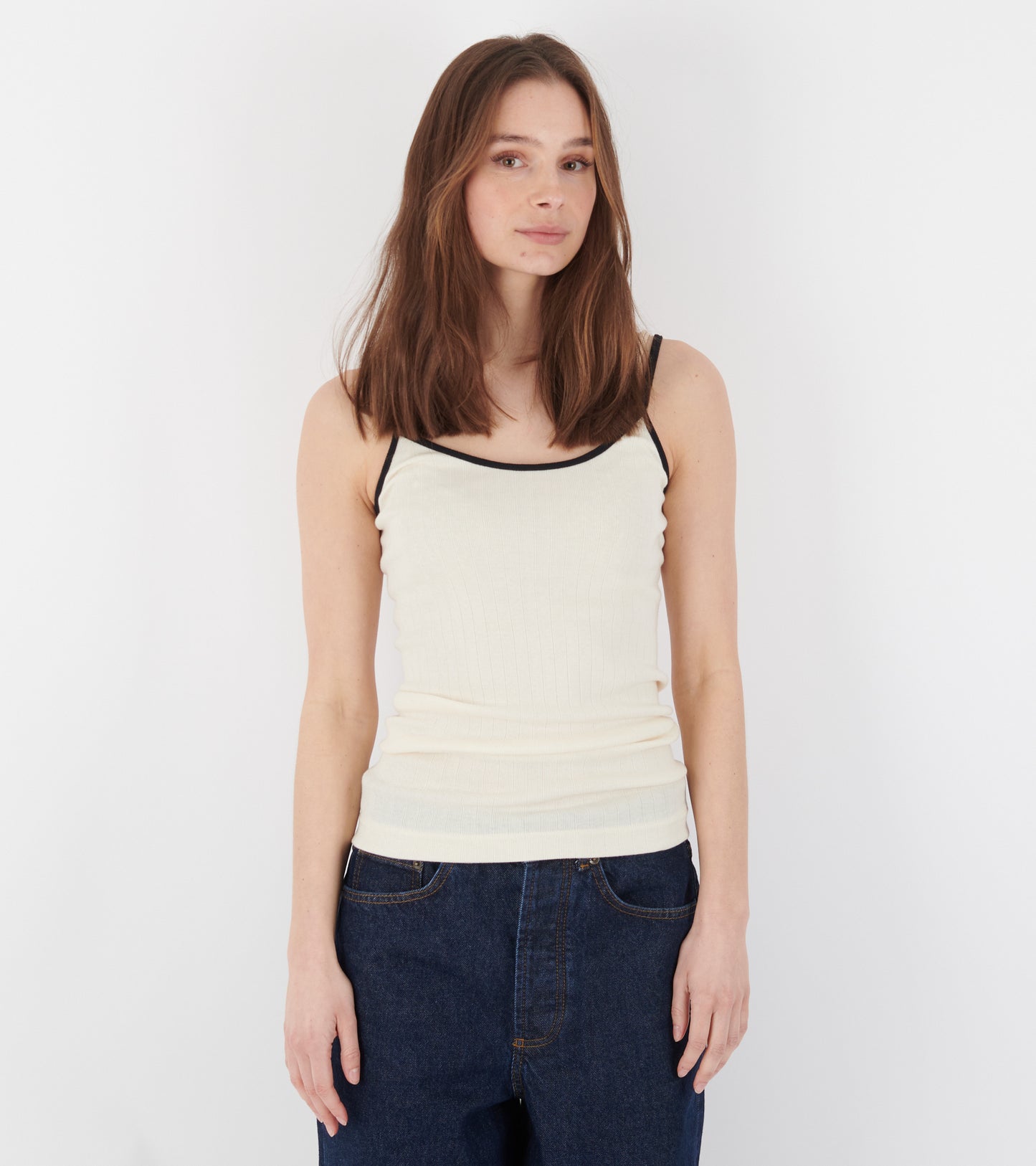 101 Strap Top Kontrast Ecru/Black