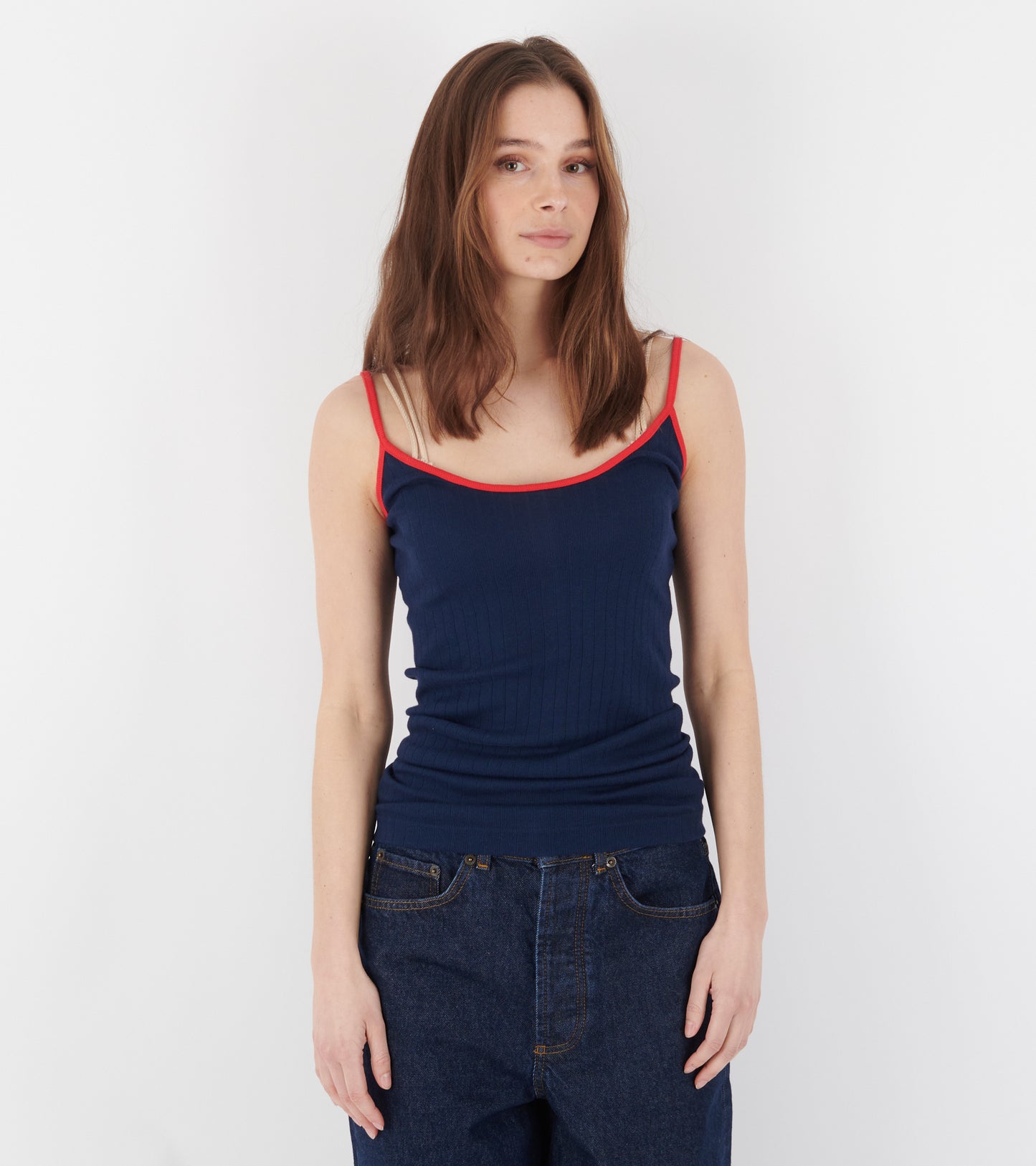 101 Strap Top Kontrast Marine/Red