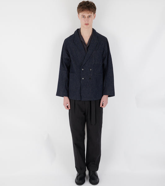 Cotton Linen Denim Jacket Blue