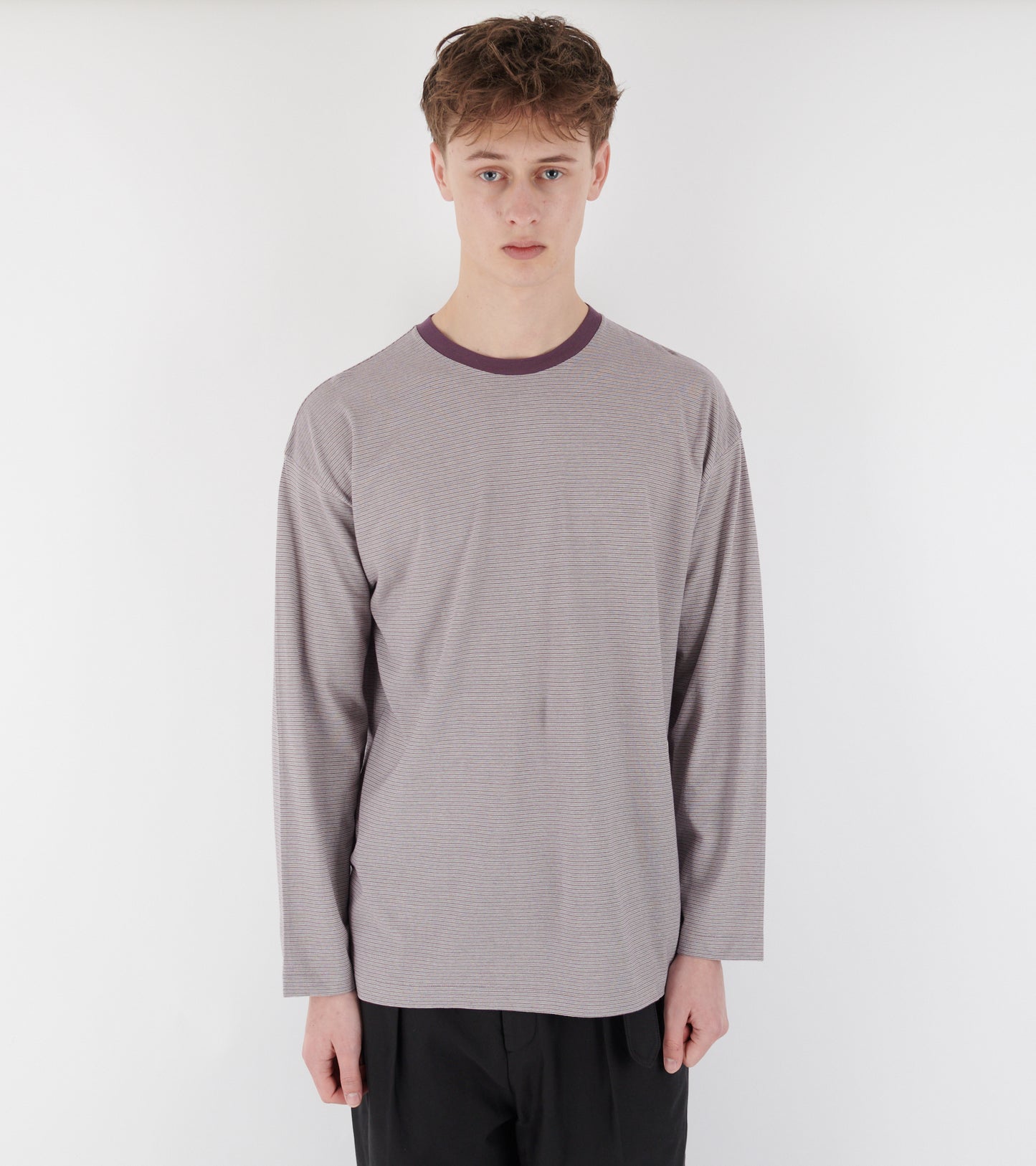 Hard Twisted Stripe Jersey L/S Tee Grey Multi Stripe