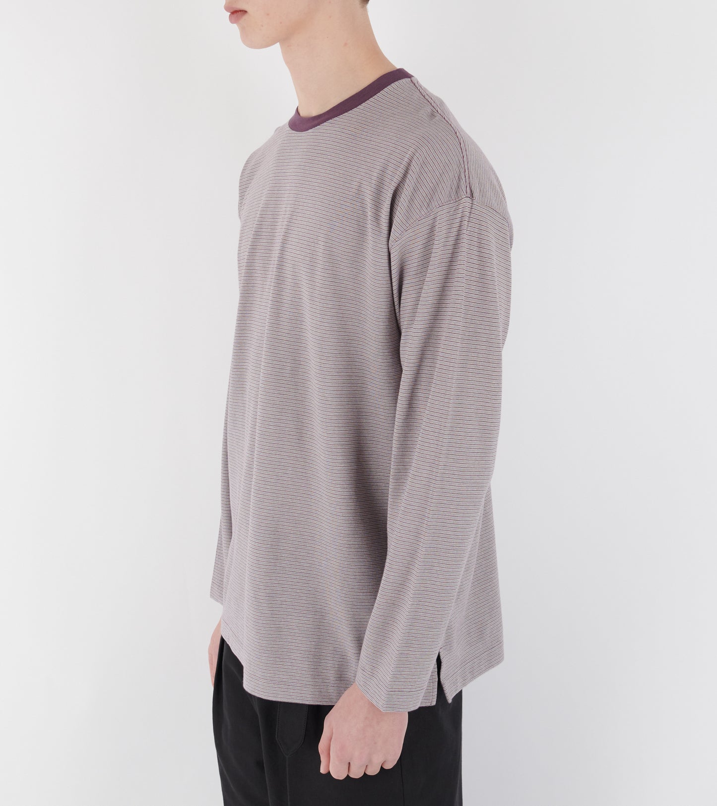 Hard Twisted Stripe Jersey L/S Tee Grey Multi Stripe