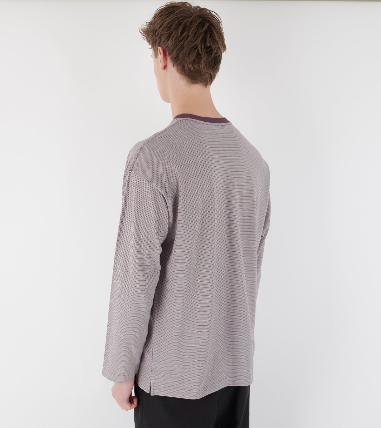 Hard Twisted Stripe Jersey L/S Tee Grey Multi Stripe