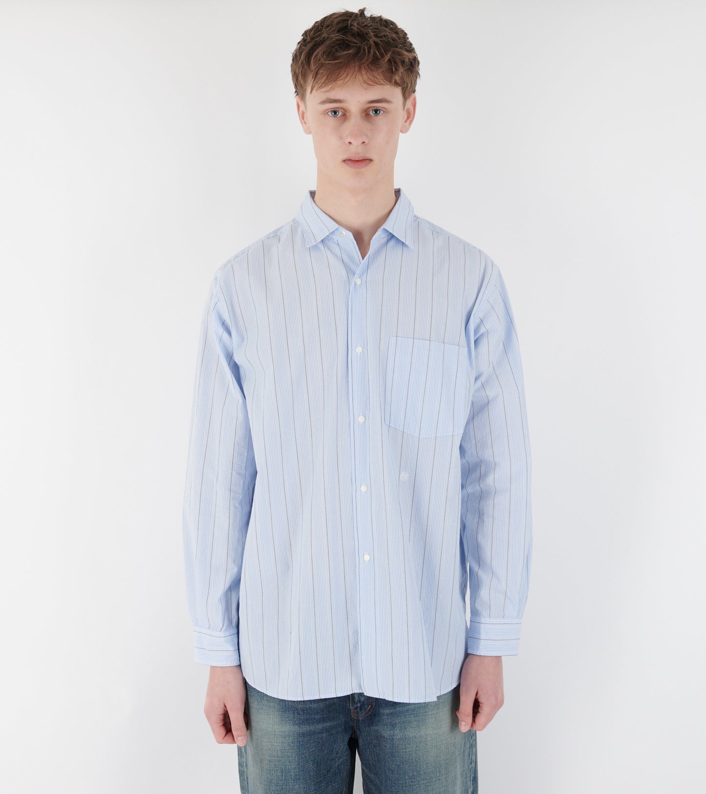 Stripe Wind Shirt Sax