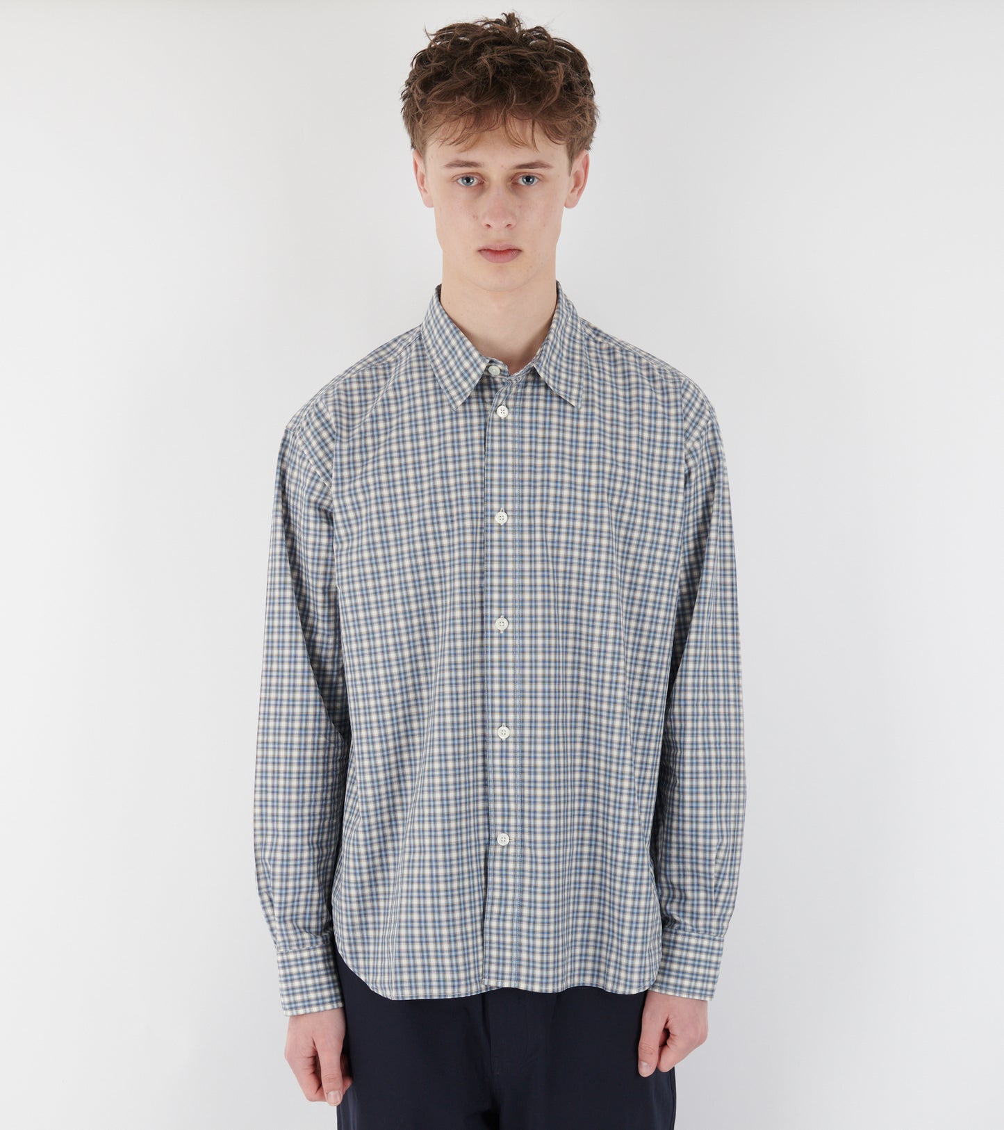 Falster Fine Check Oversize Shirt Cerulean
