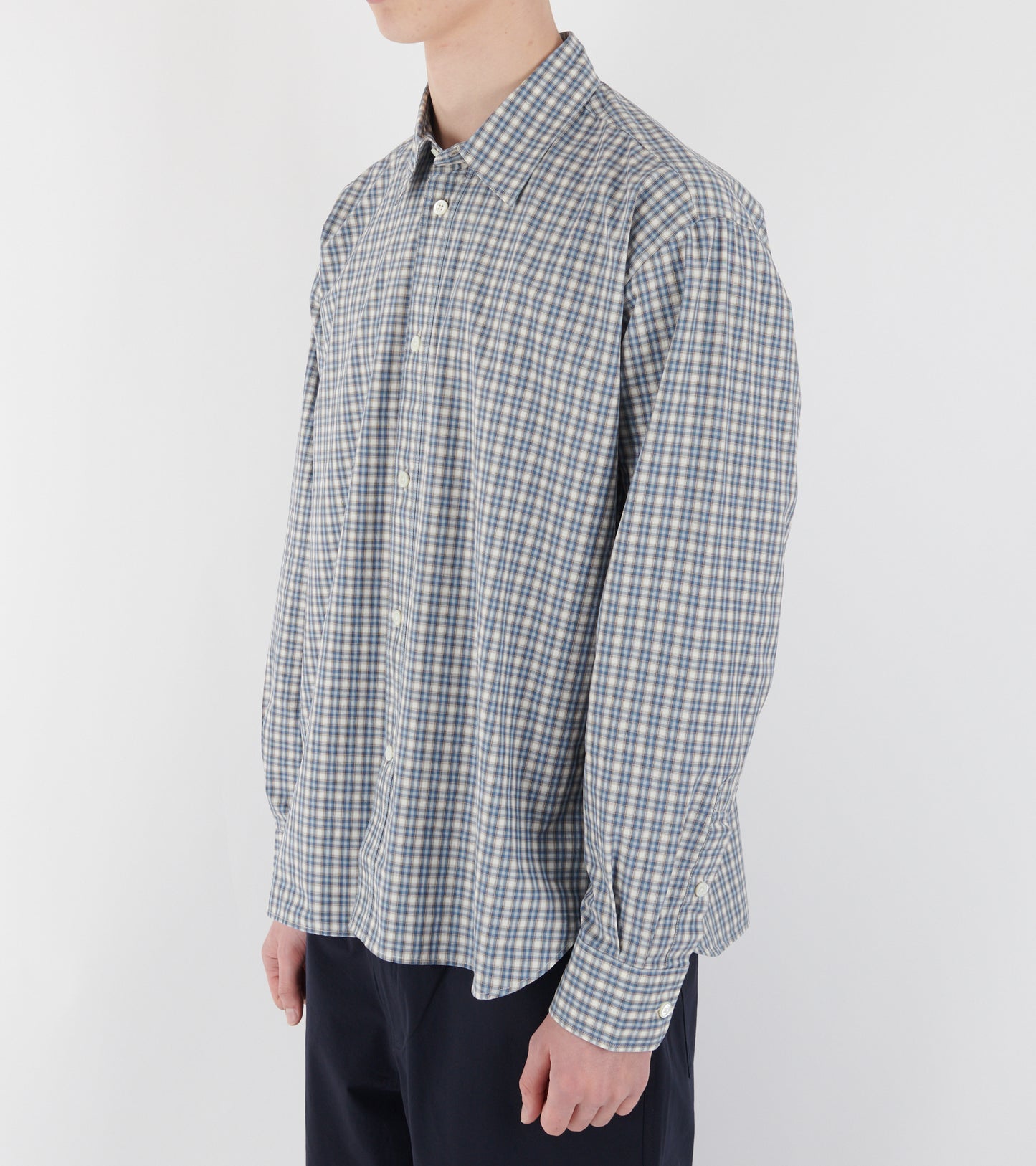Falster Fine Check Oversize Shirt Cerulean