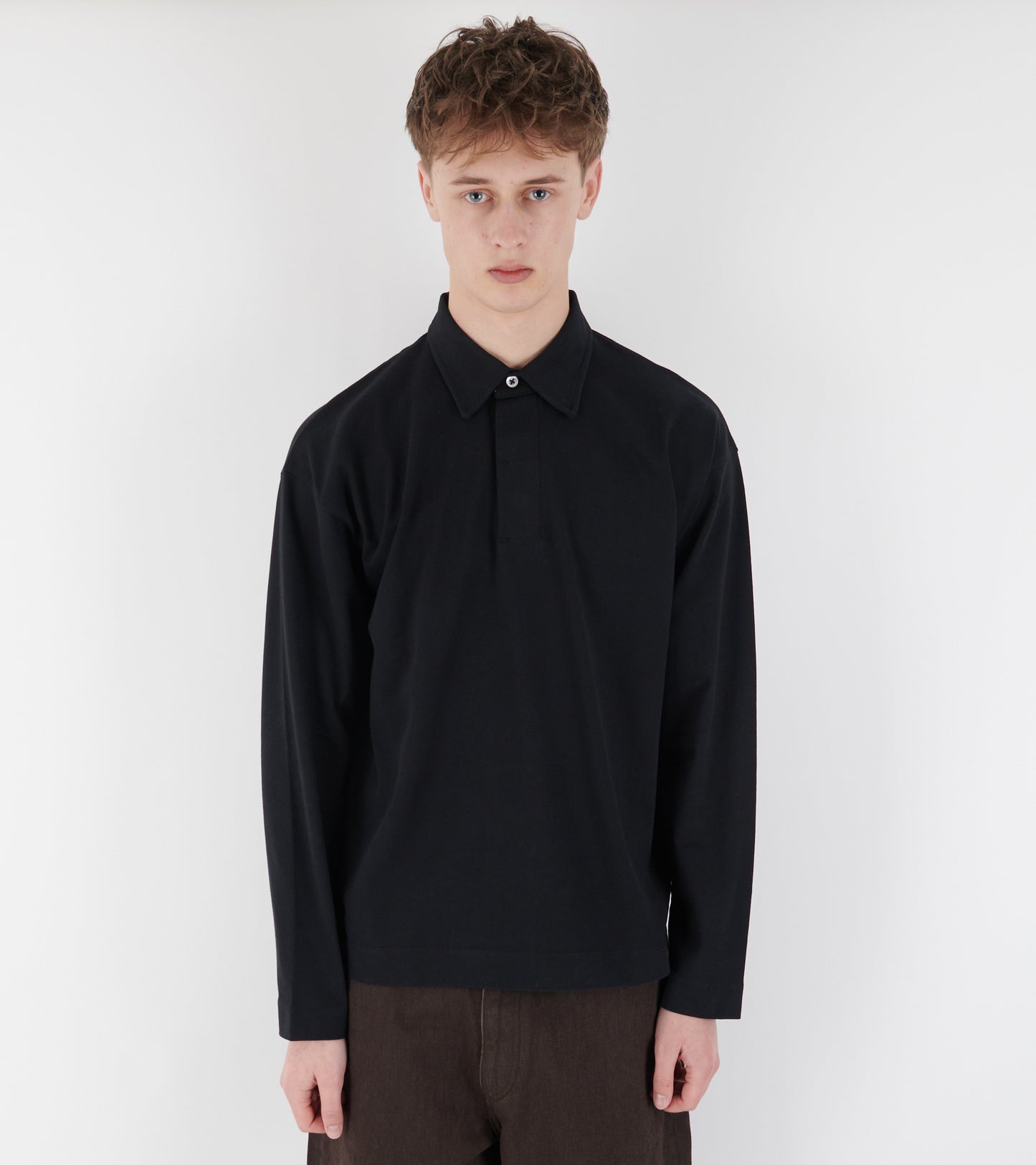 Isefjord Compact Cotton LS Polo Black