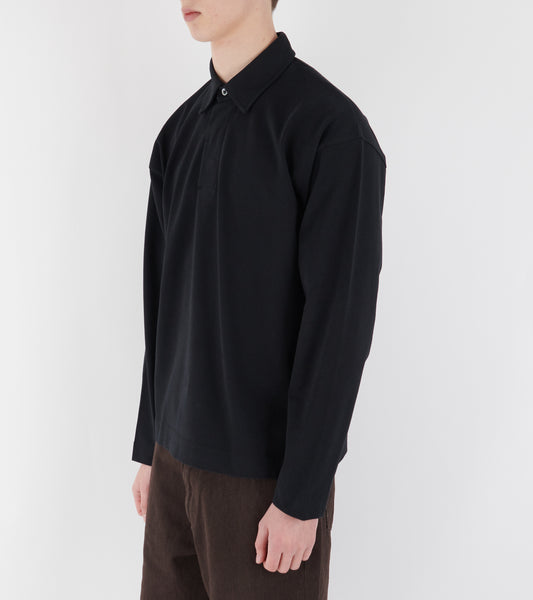 Isefjord Compact Cotton LS Polo Black