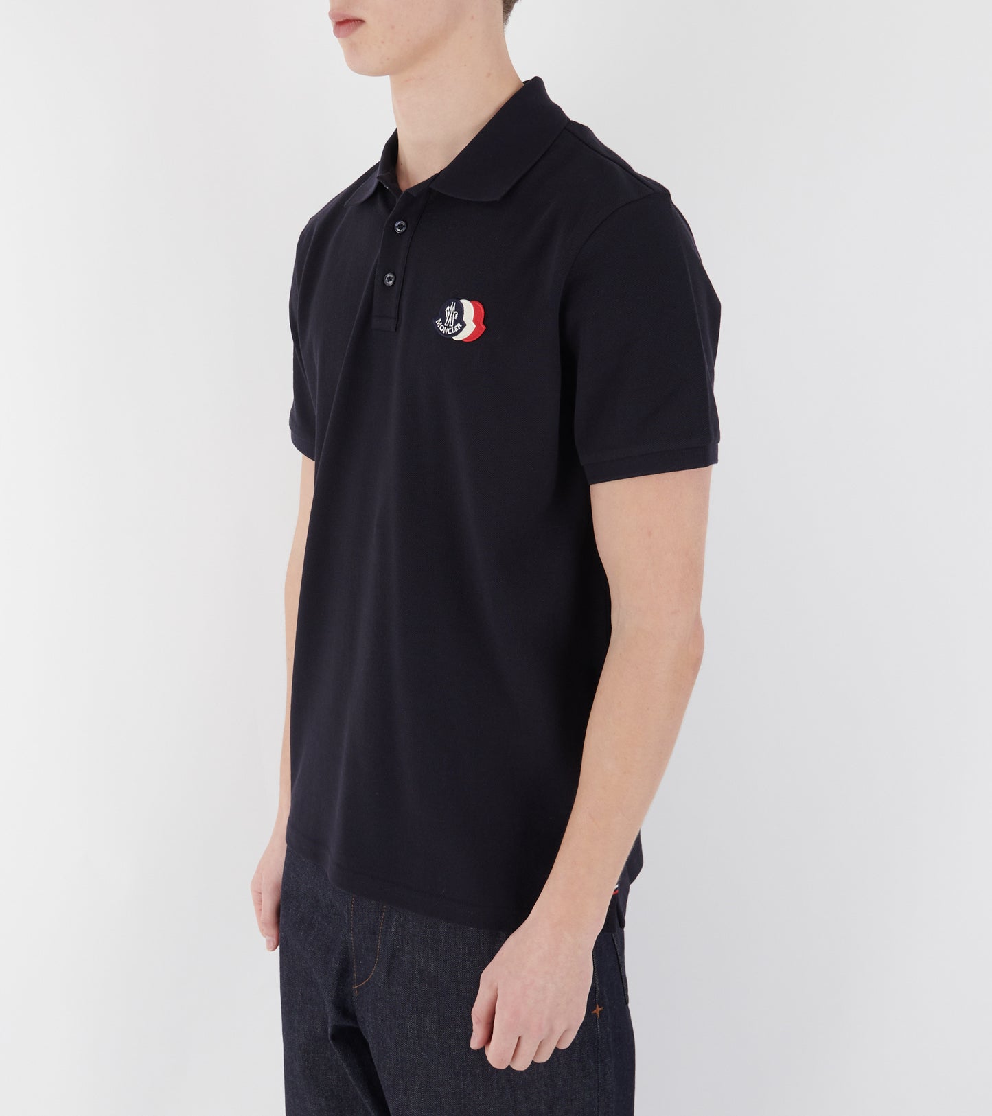 Logo Patch Cotton Pique Polo Shirt Navy