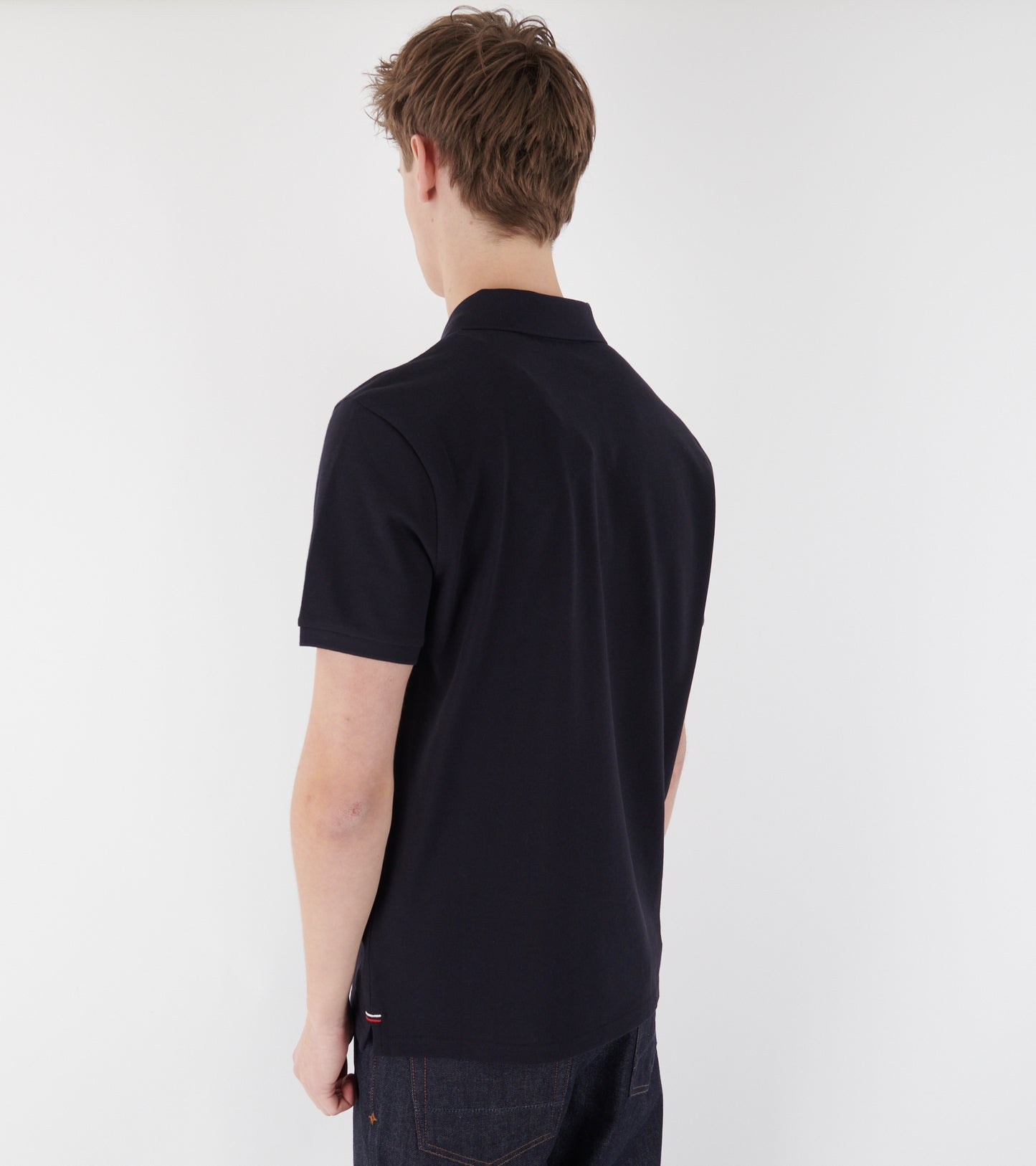Logo Patch Cotton Pique Polo Shirt Navy