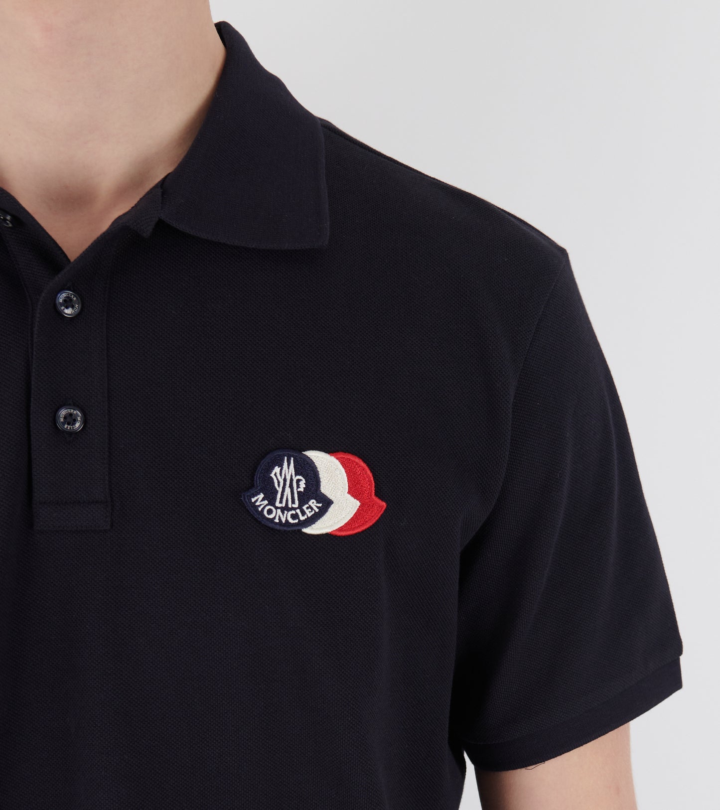 Logo Patch Cotton Pique Polo Shirt Navy