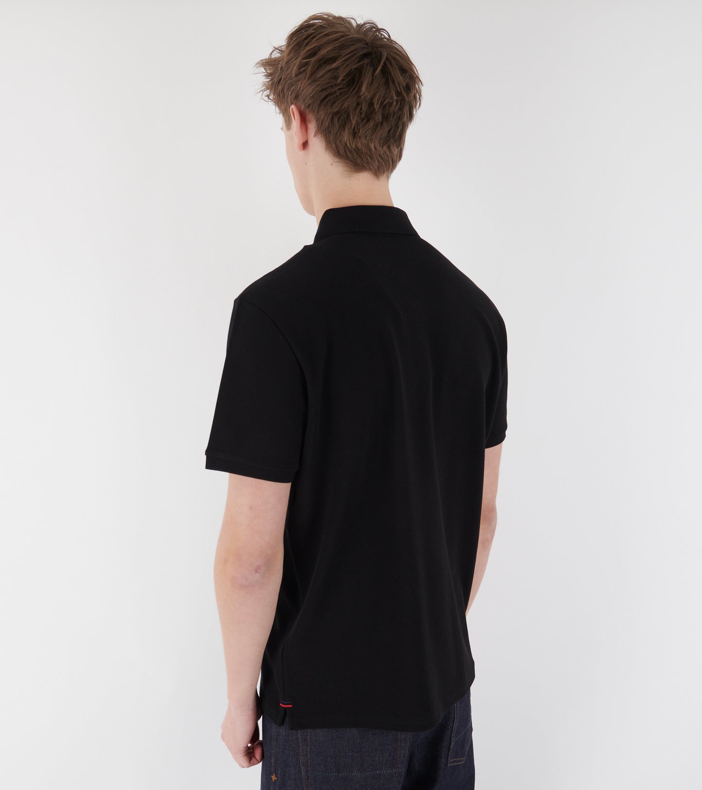 Logo Patch Cotton Pique Polo Shirt Black