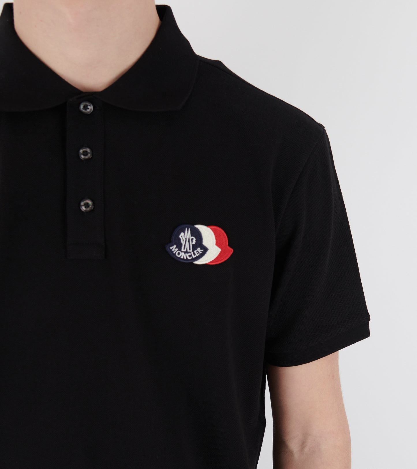 Logo Patch Cotton Pique Polo Shirt Black