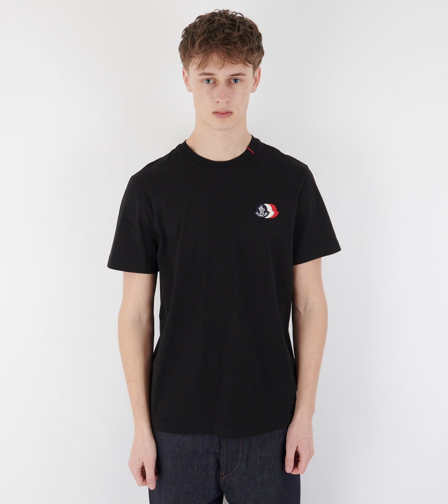Embroidered Tricolor Logo Cotton T-shirt Black