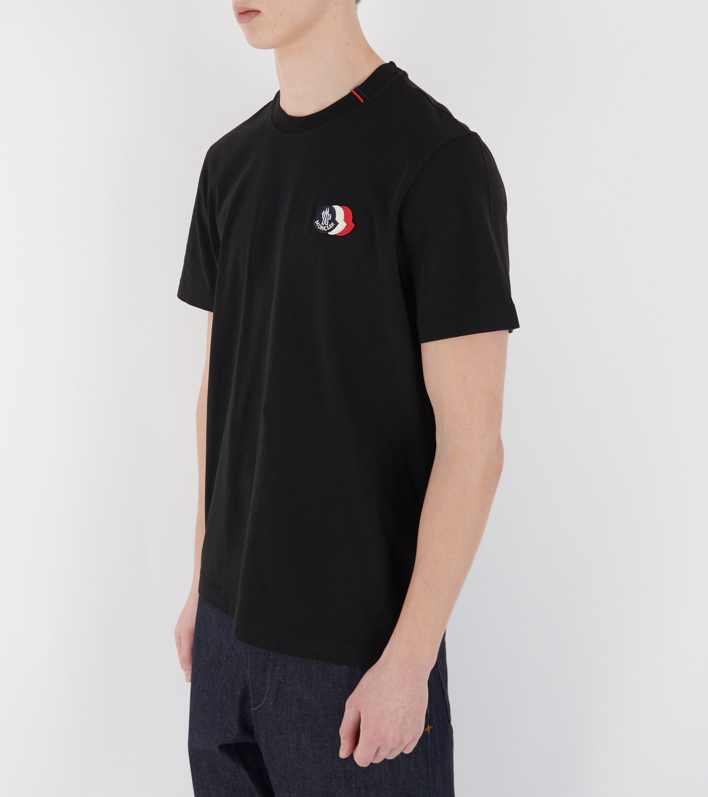 Embroidered Tricolor Logo Cotton T-shirt Black