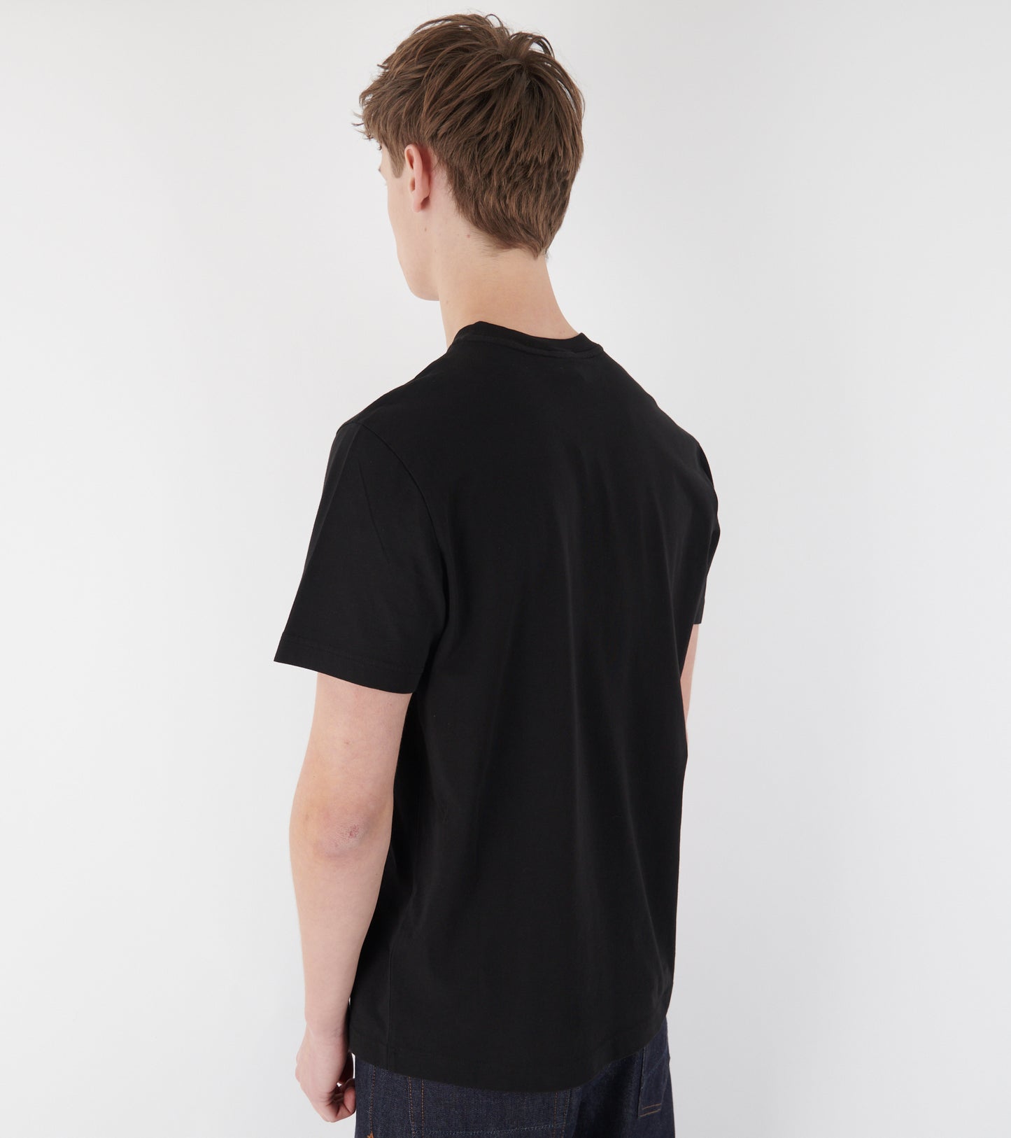 Embroidered Tricolor Logo Cotton T-shirt Black