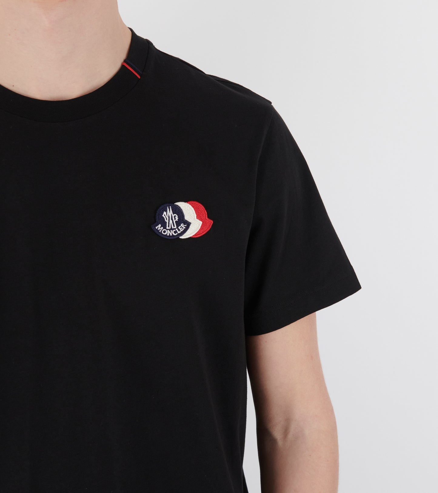 Embroidered Tricolor Logo Cotton T-shirt Black
