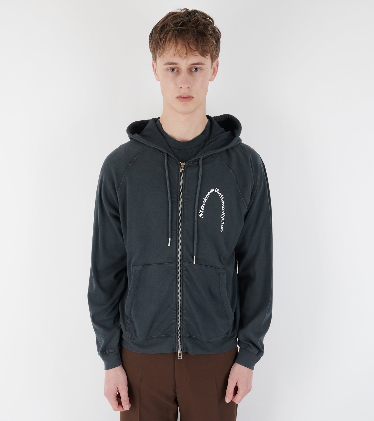 Logo Zip Hoodie Dusty Black