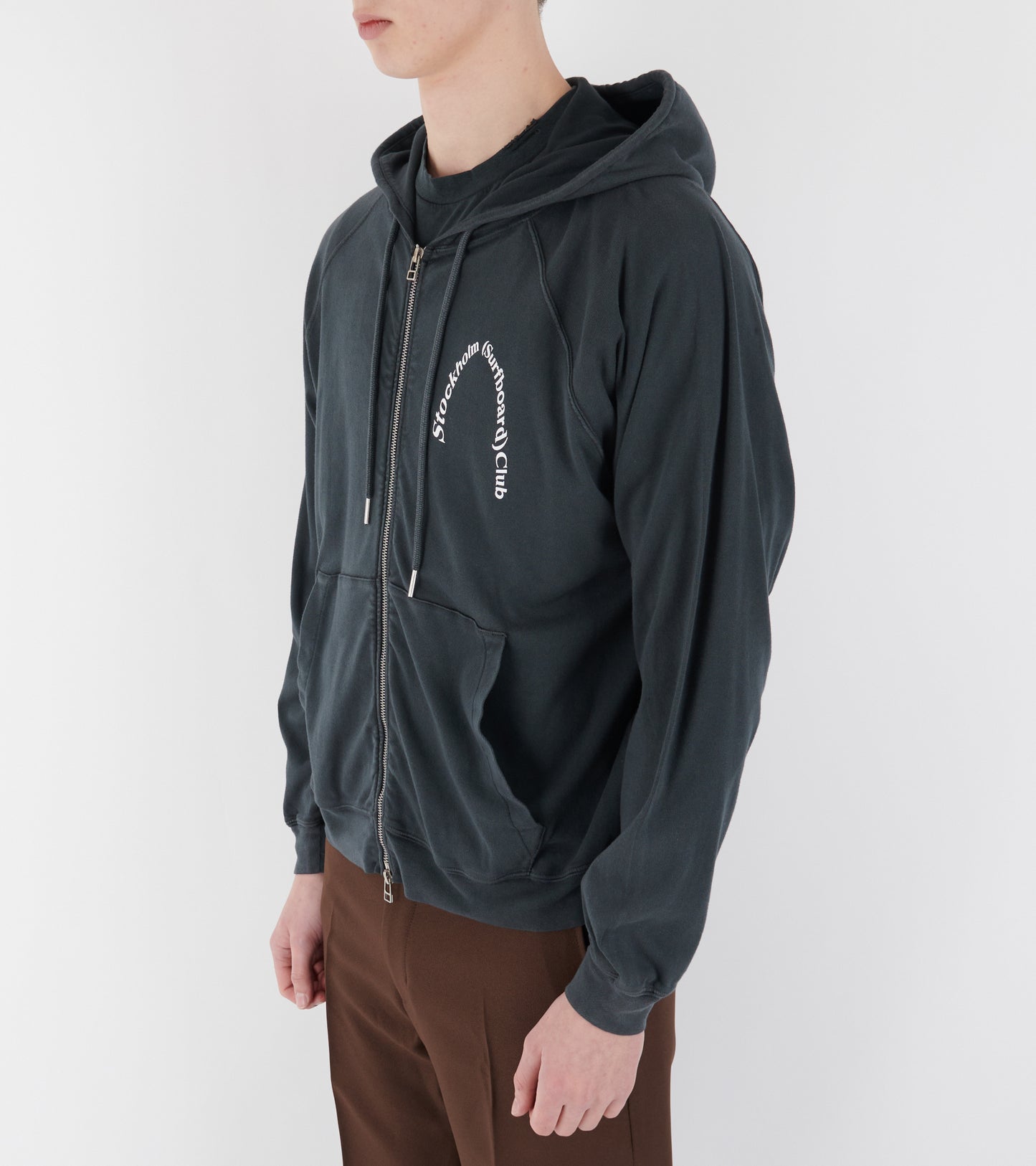 Logo Zip Hoodie Dusty Black