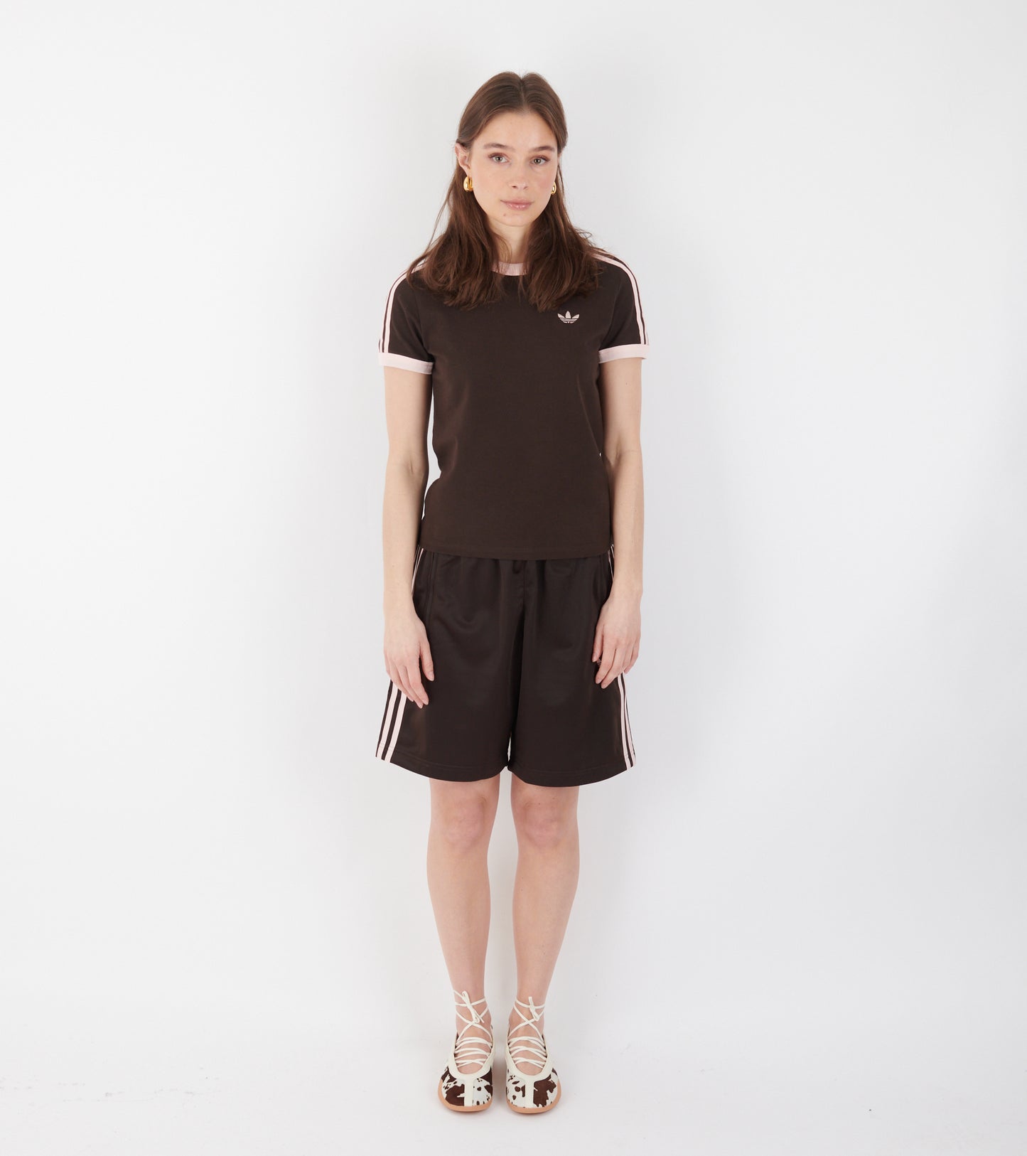 3 Stripes Slim Tee Aurora Coffee/Sandy Pink
