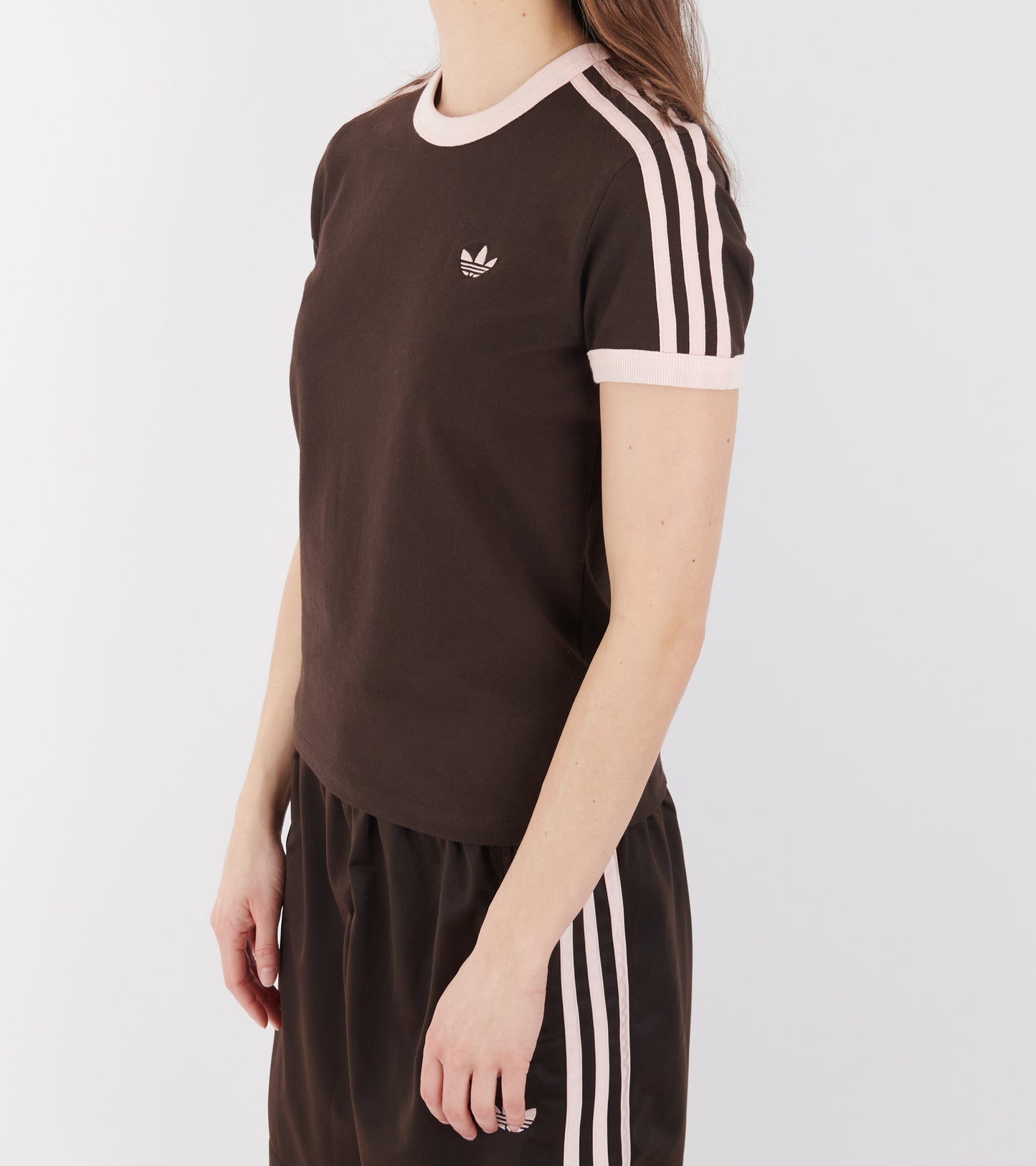 3 Stripes Slim Tee Aurora Coffee/Sandy Pink