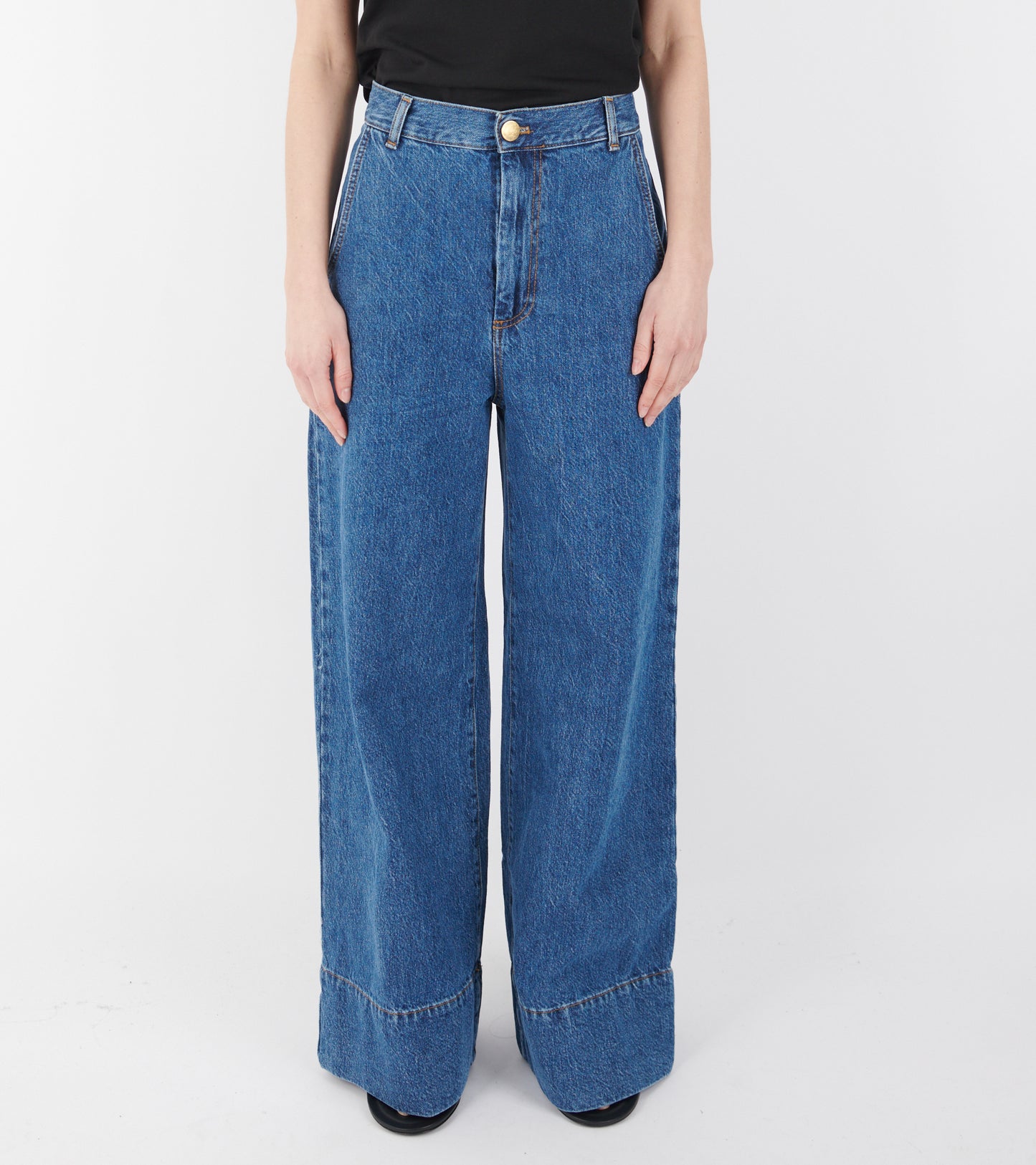 Hemp/Cotton Wide Leg Jeans Blue