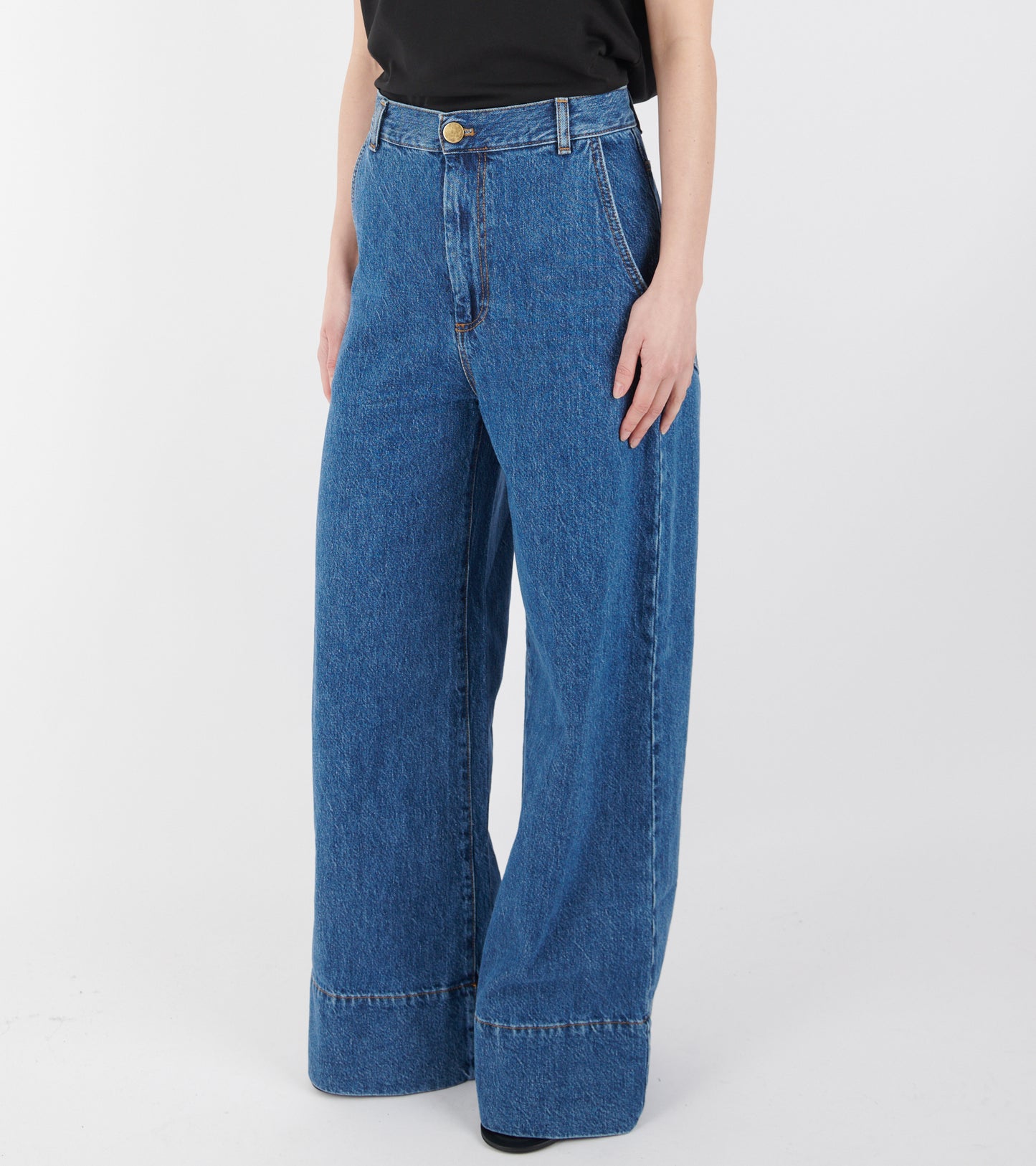 Hemp/Cotton Wide Leg Jeans Blue