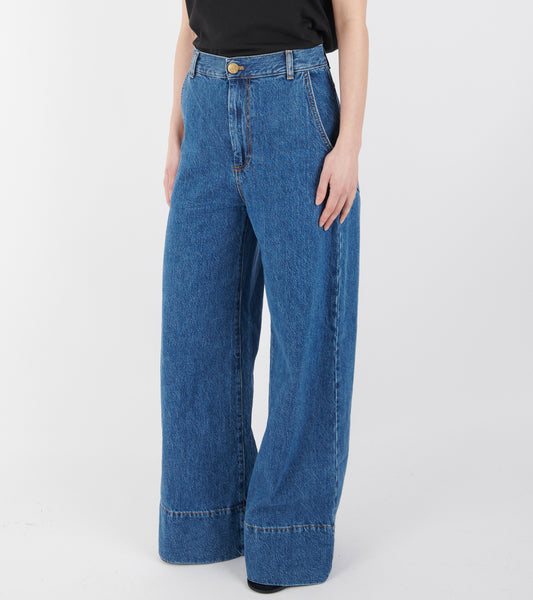 Hemp/Cotton Wide Leg Jeans Blue