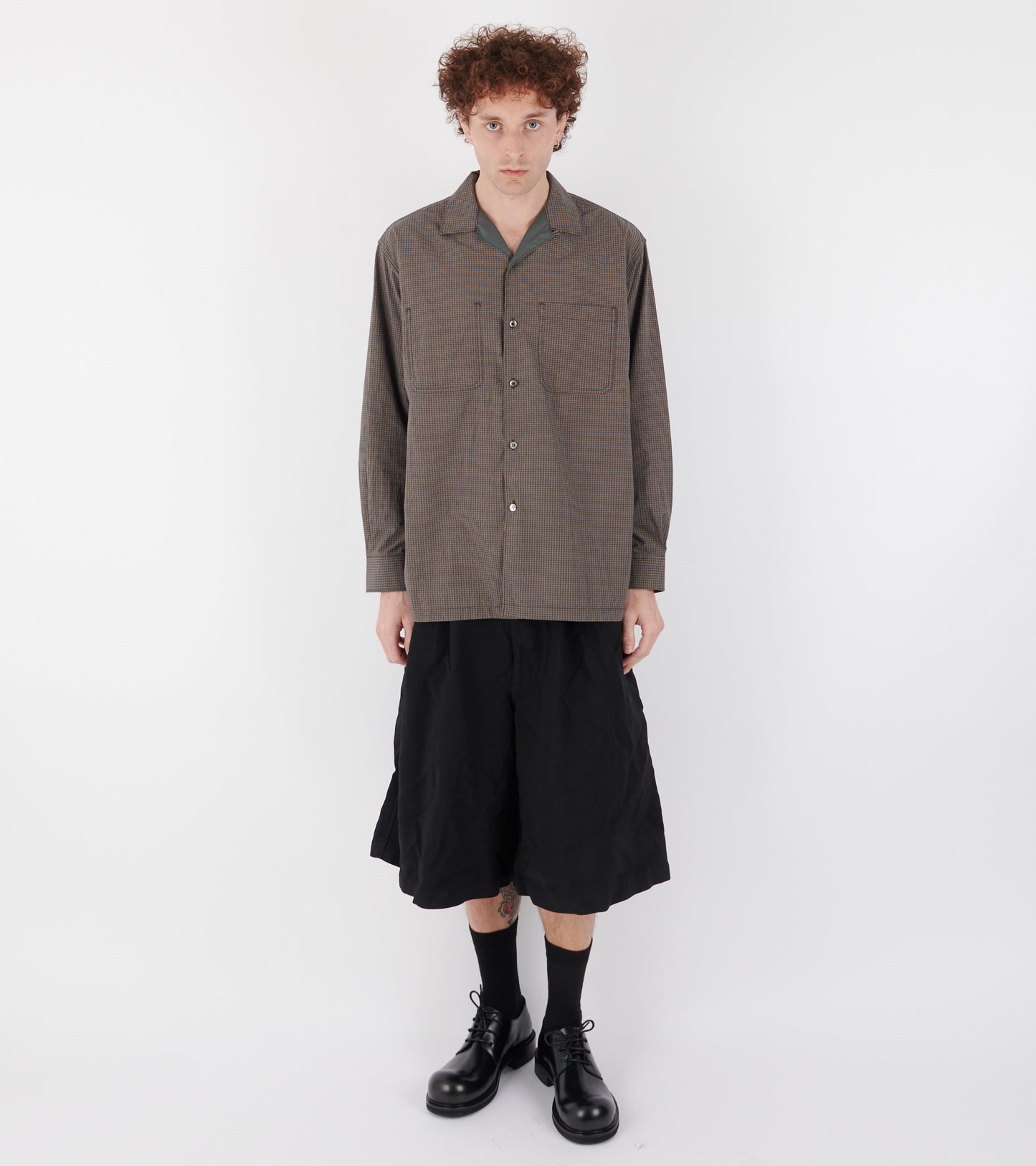 Checkered Cotton Blend Shirt Brown