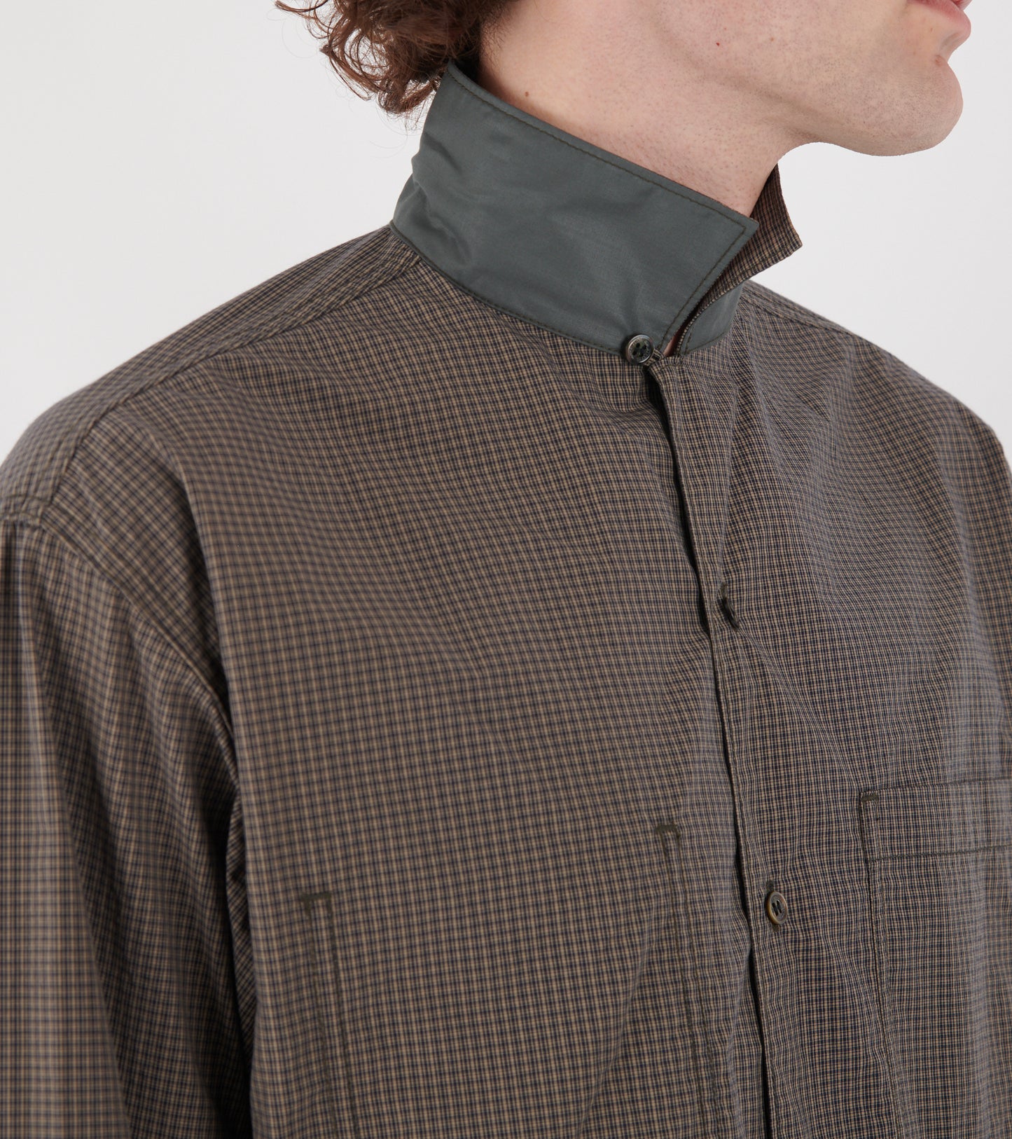 Checkered Cotton Blend Shirt Brown