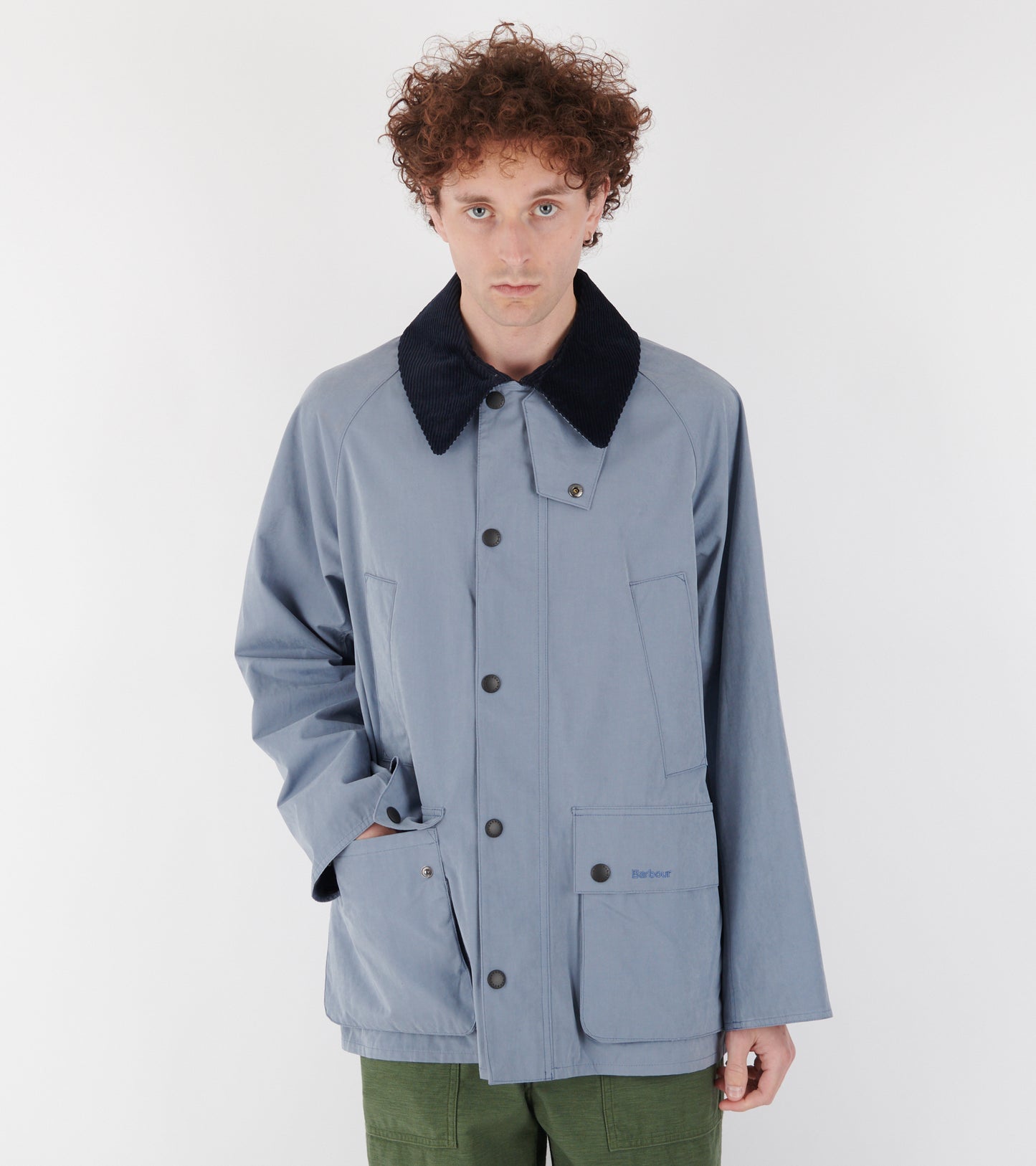 Peached Oversized Bedale Casual Jacket Washed Blue