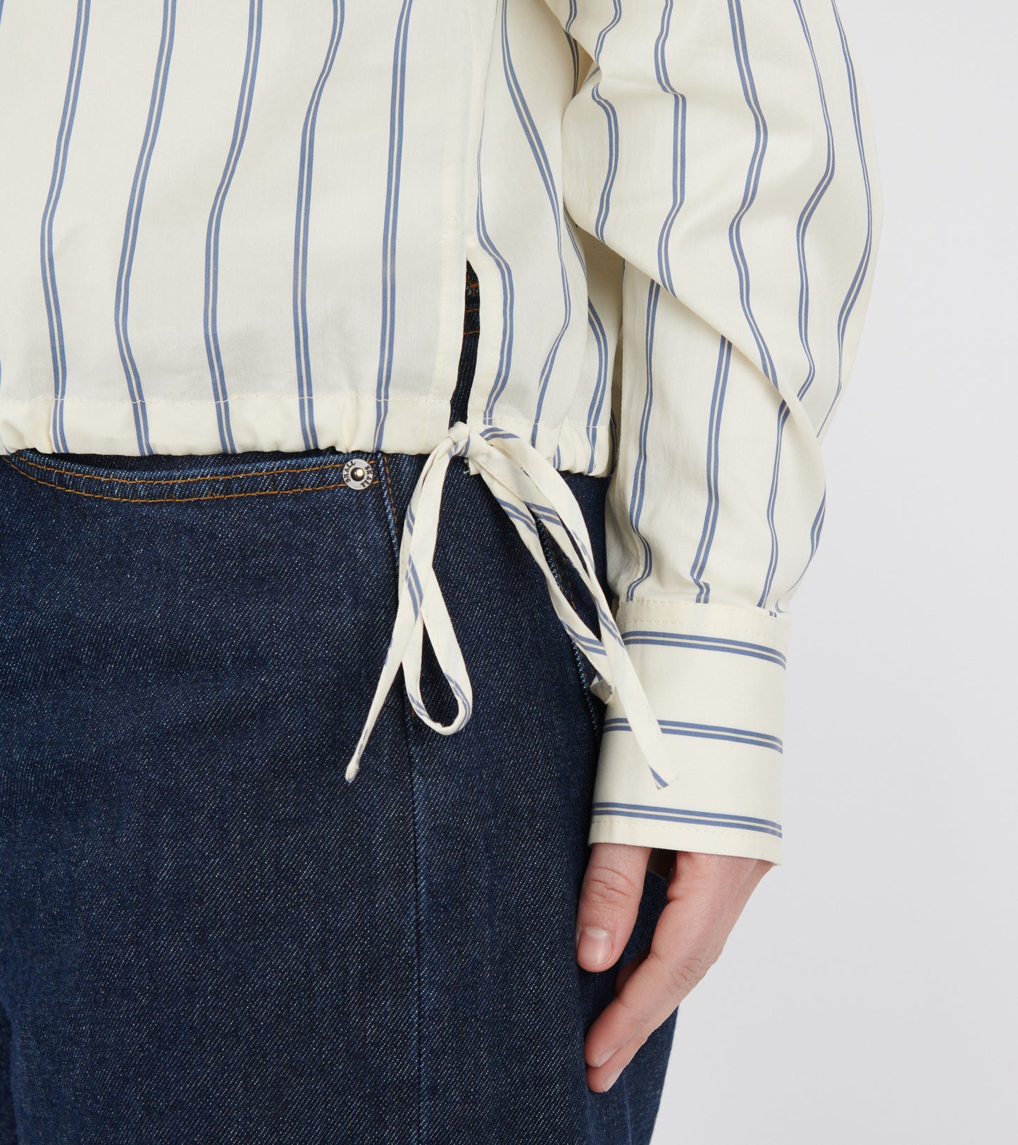 Striped Cotton Silk L/S Shirt White