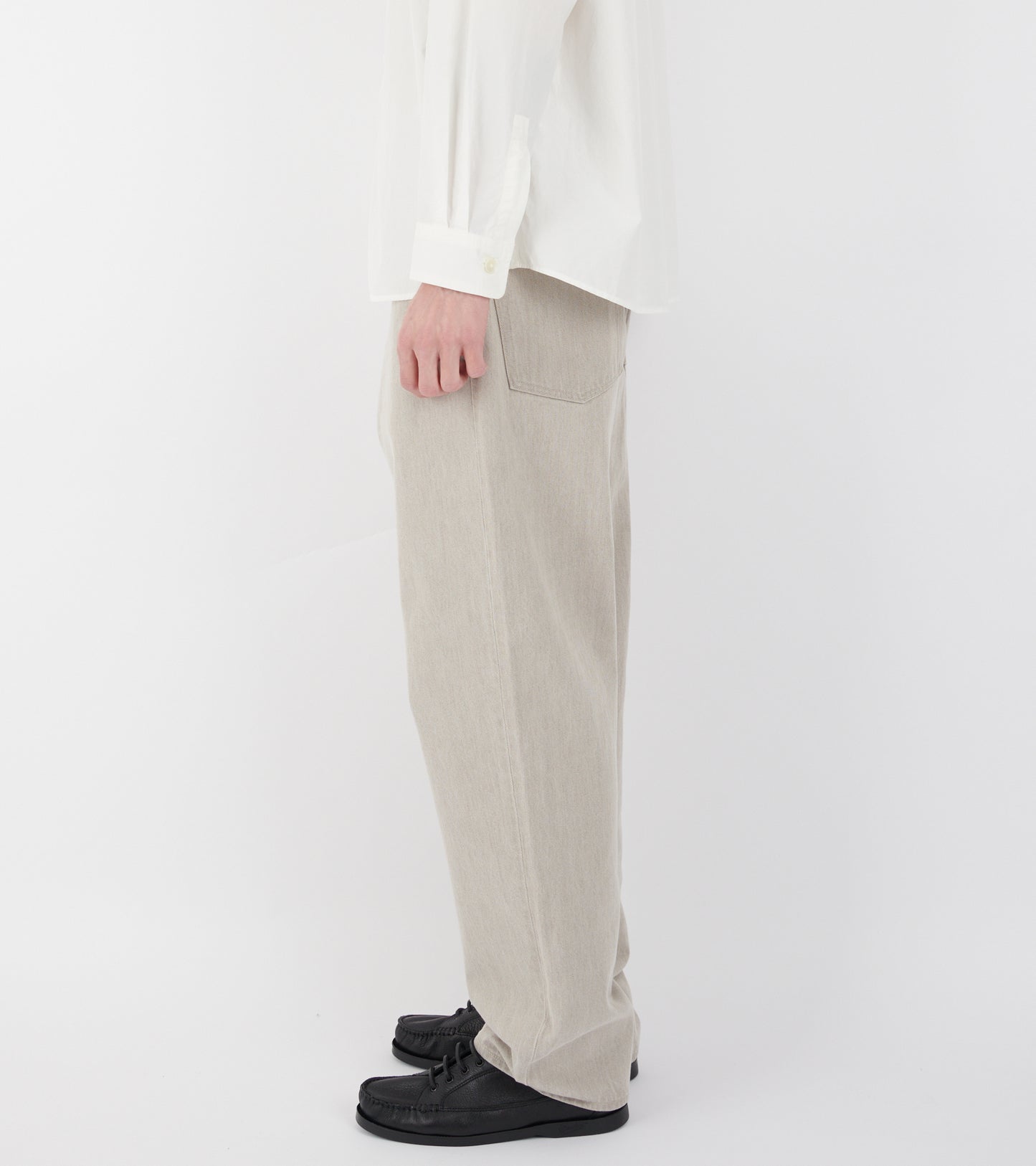 Faded Hard Twist Brown Denim Wide Pants Light Grey