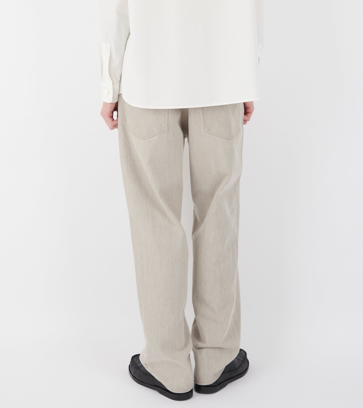 Faded Hard Twist Brown Denim Wide Pants Light Grey