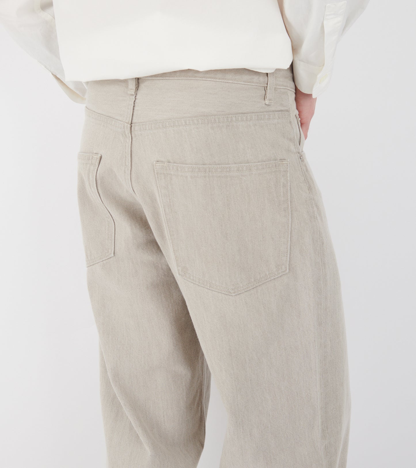Faded Hard Twist Brown Denim Wide Pants Light Grey