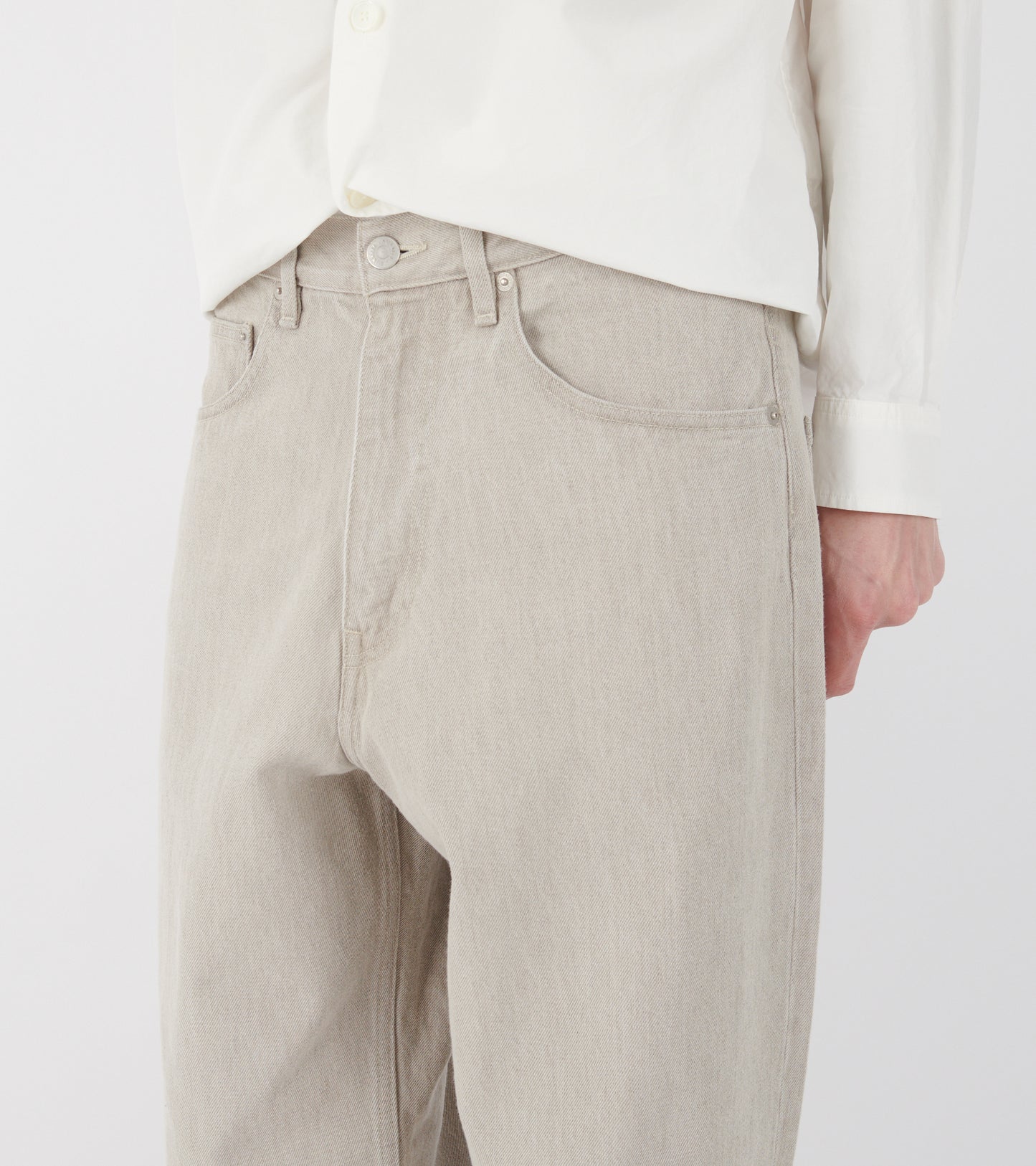 Faded Hard Twist Brown Denim Wide Pants Light Grey