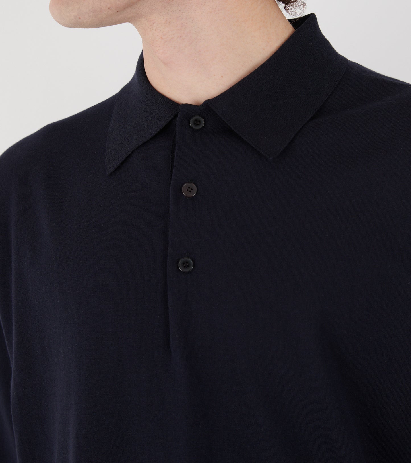 Giza High Gauze Knit Polo Dark Navy