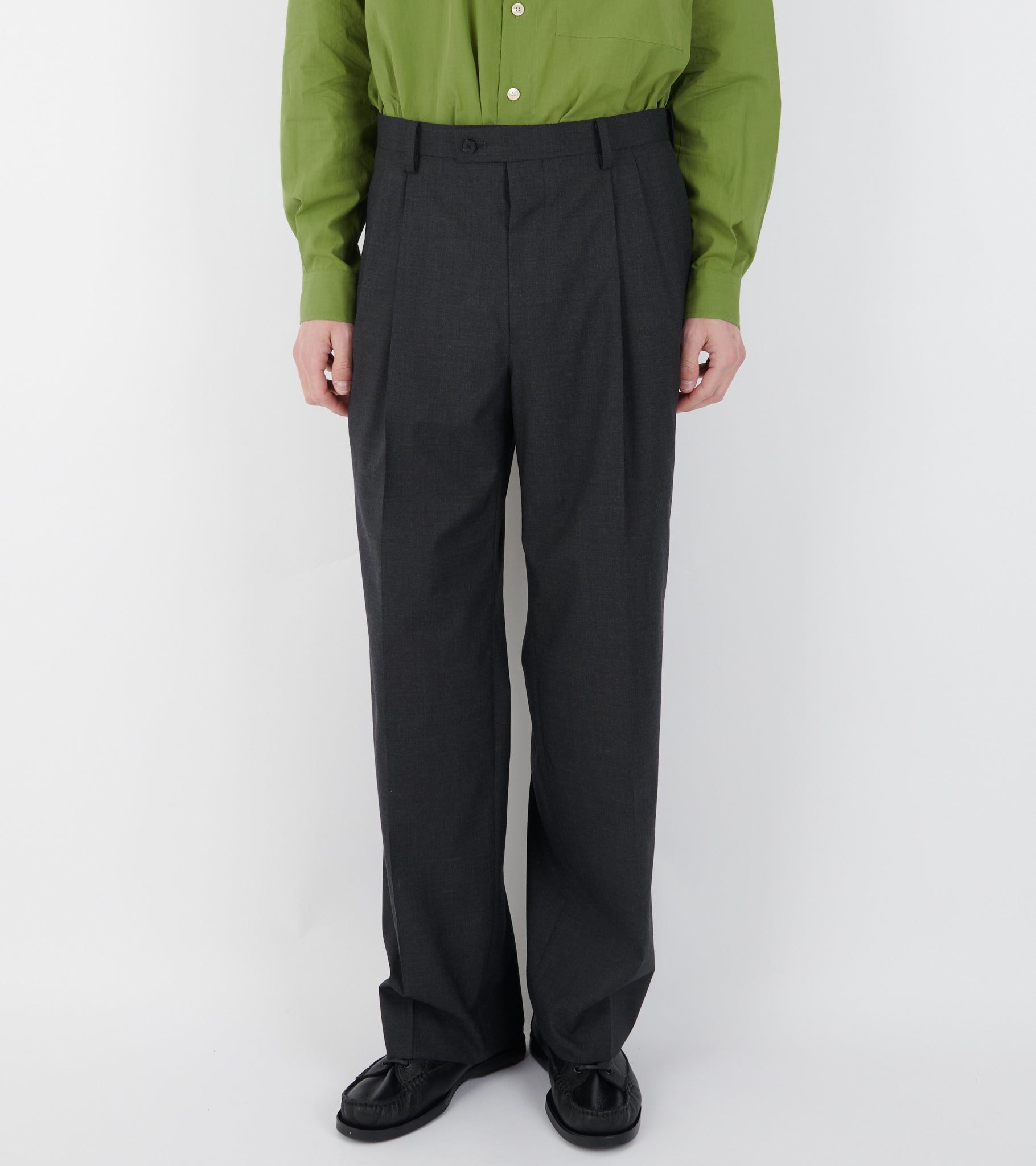 Ultra Fine Tropical Wool Two-tuck Slacks Top Charcoal – Dr. Adams