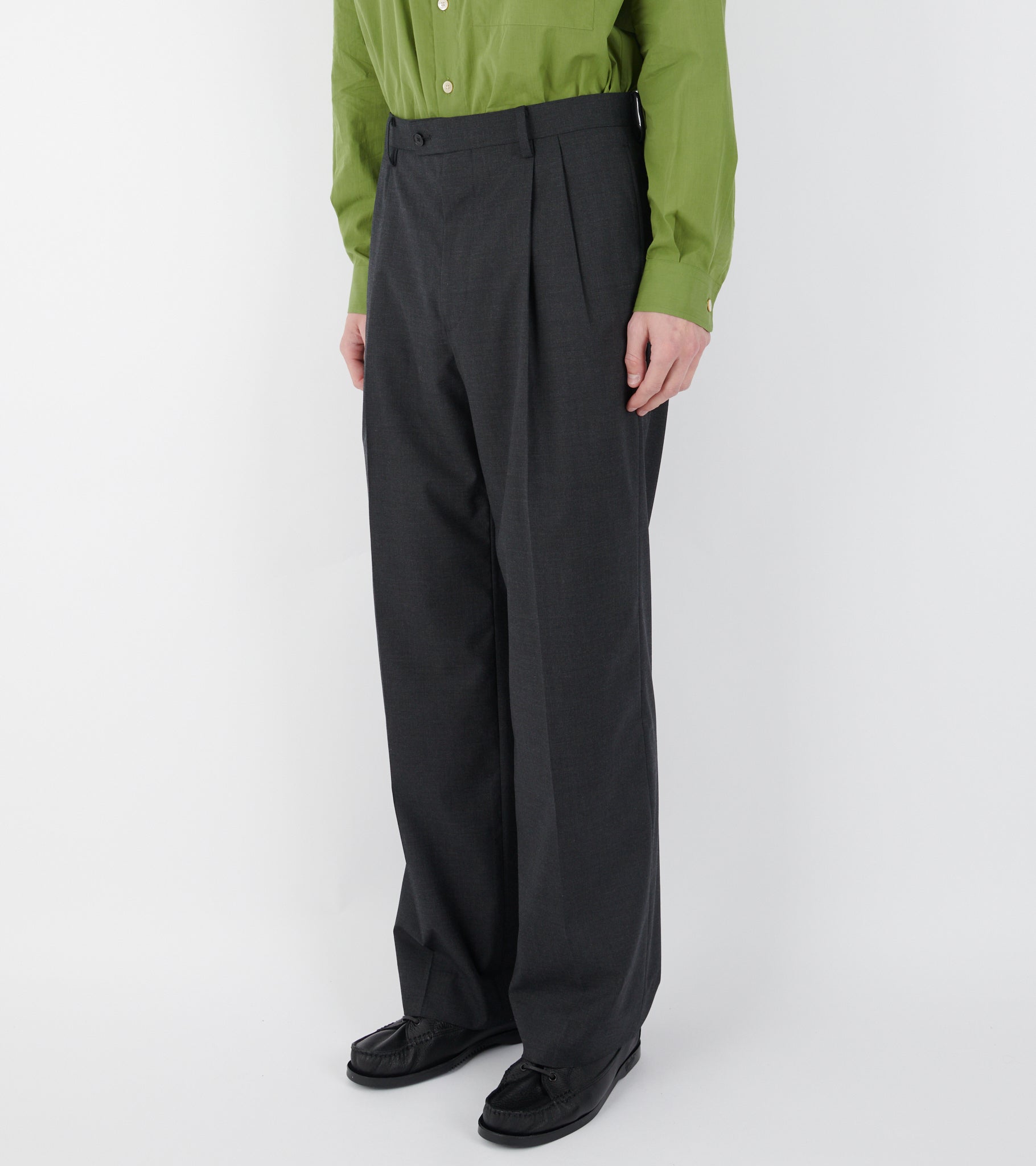 Ultra Fine Tropical Wool Two-tuck Slacks Top Charcoal – Dr. Adams