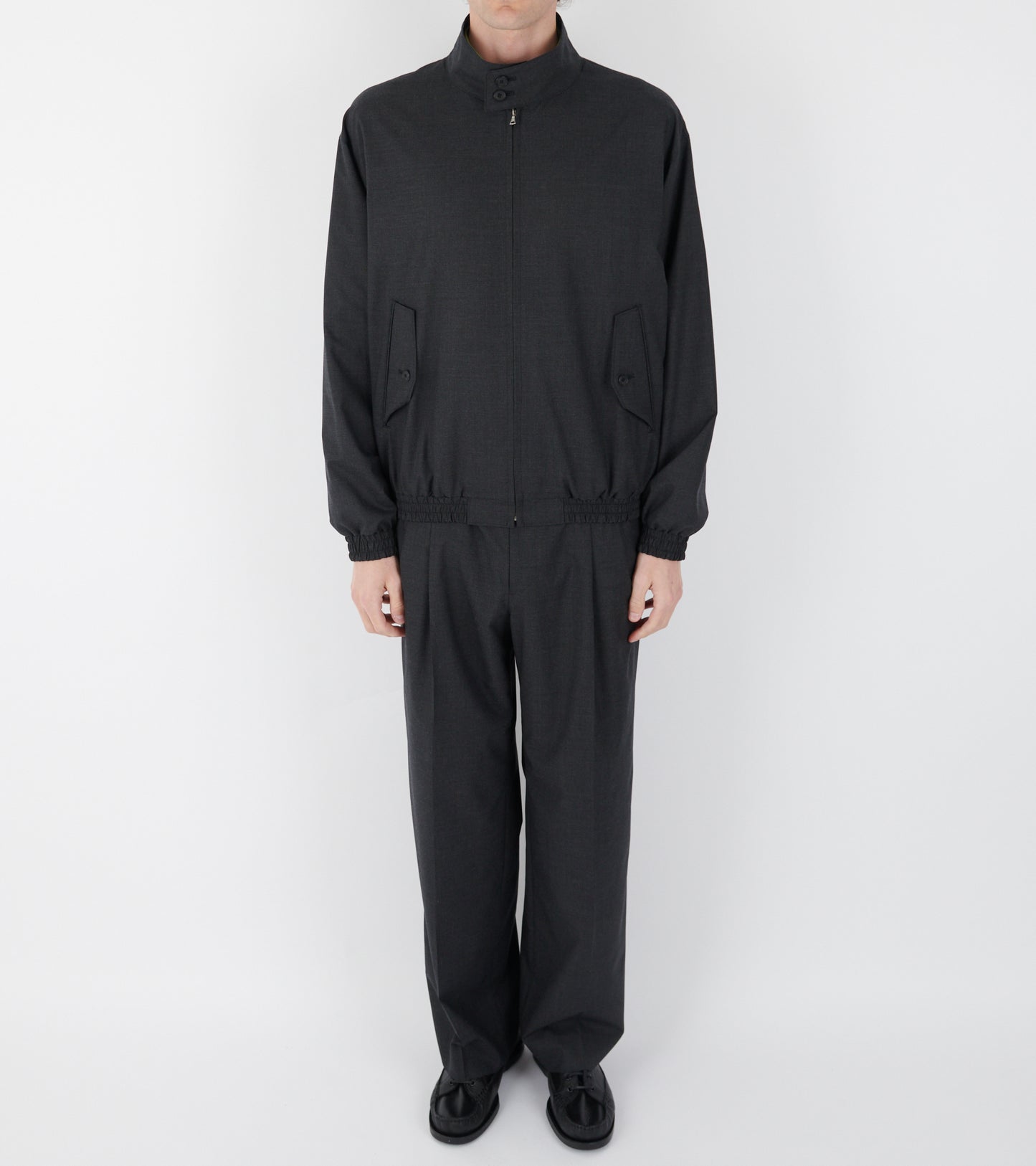 Ultra Fine Tropical Wool Two-tuck Slacks Top Charcoal