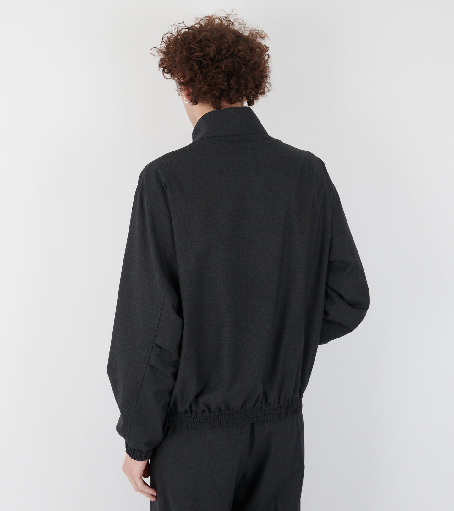 Ultra Fine Tropical Wool Zip Blouson Top Charcoal